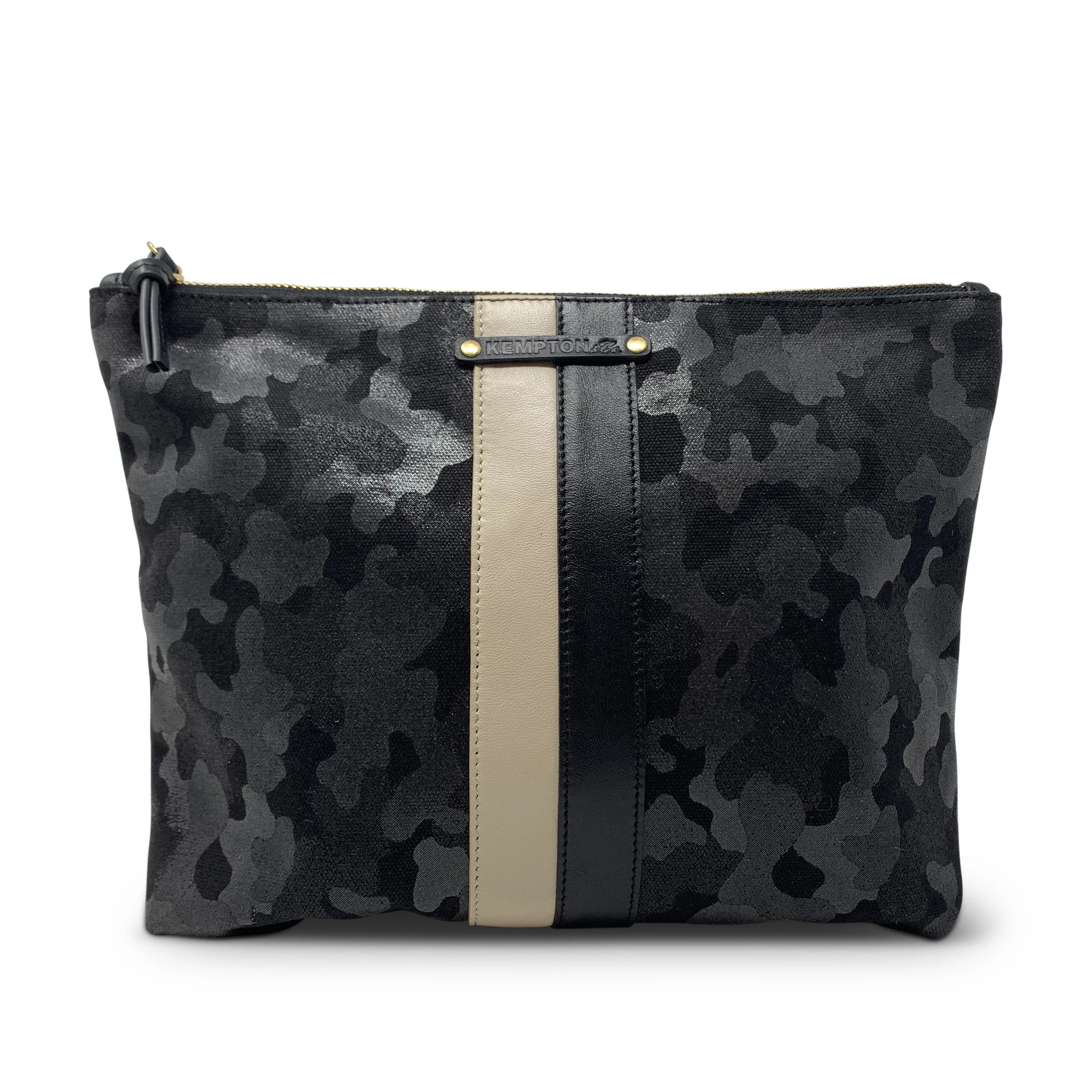 kempton & co BLACK CANVAS CAMO POUCH