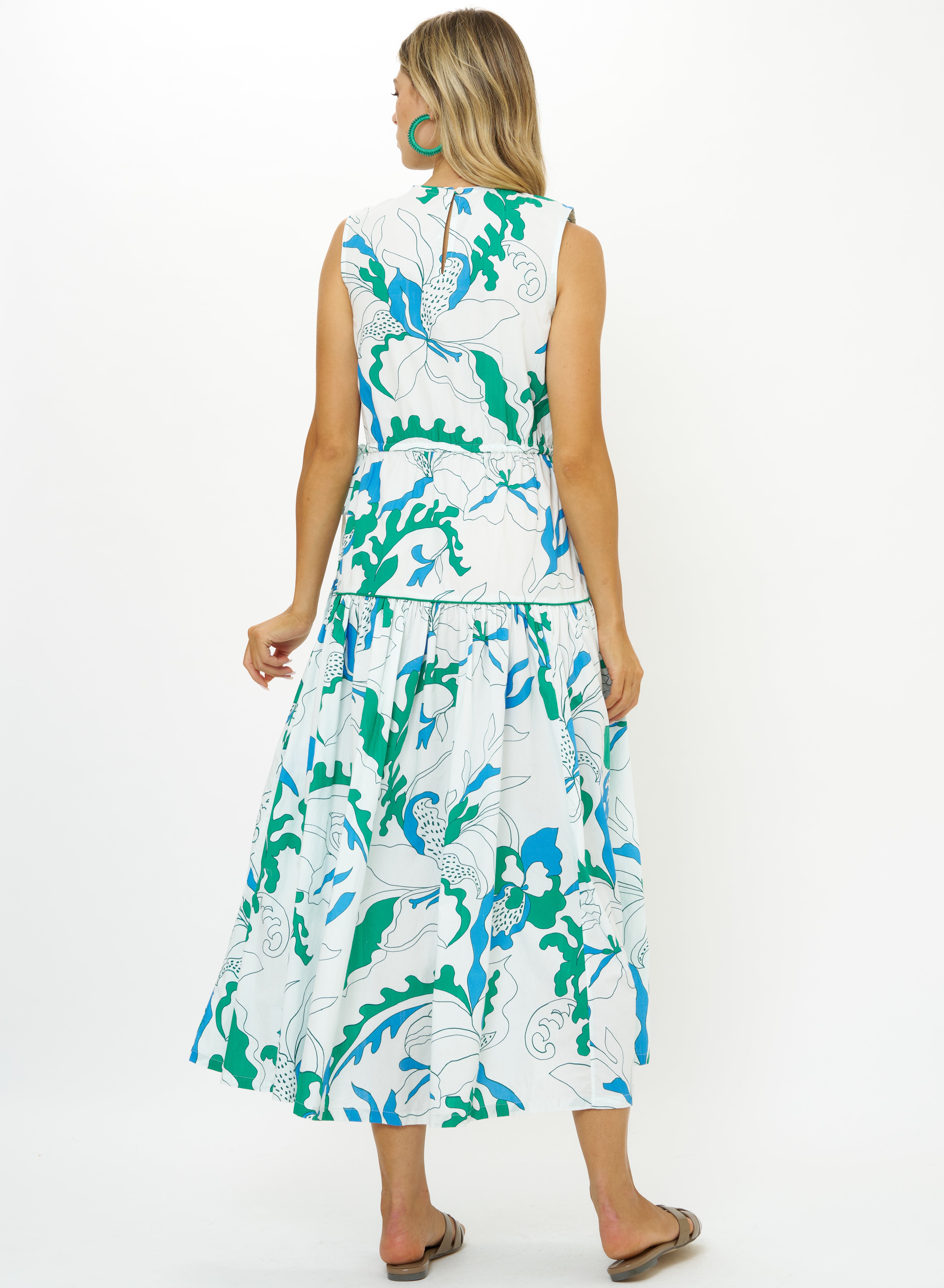 SLEEVELESS PIPED MAXI - ORCHID GREEN