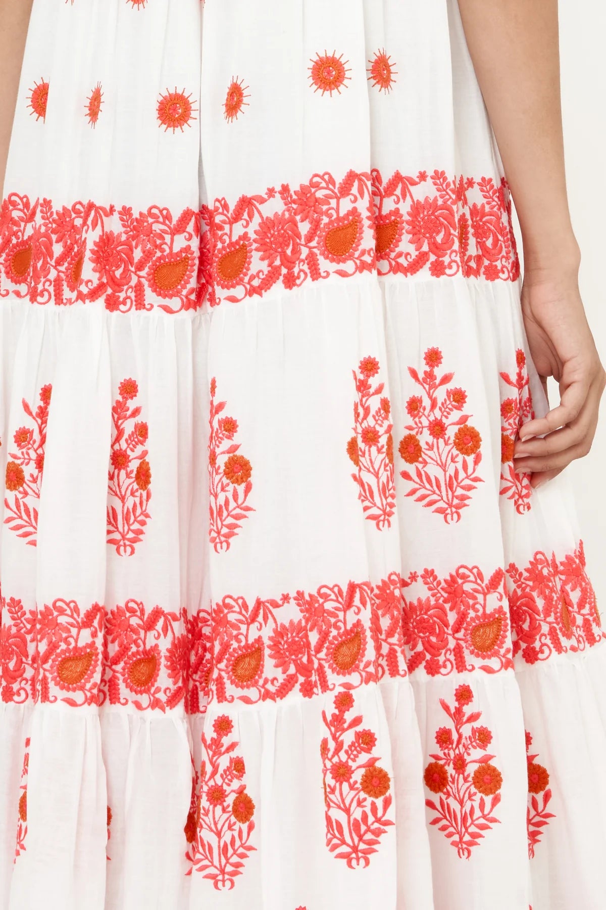 OLIPHANT SLEEVELESS SMOCKED MAXI CALISTOGA CORAL