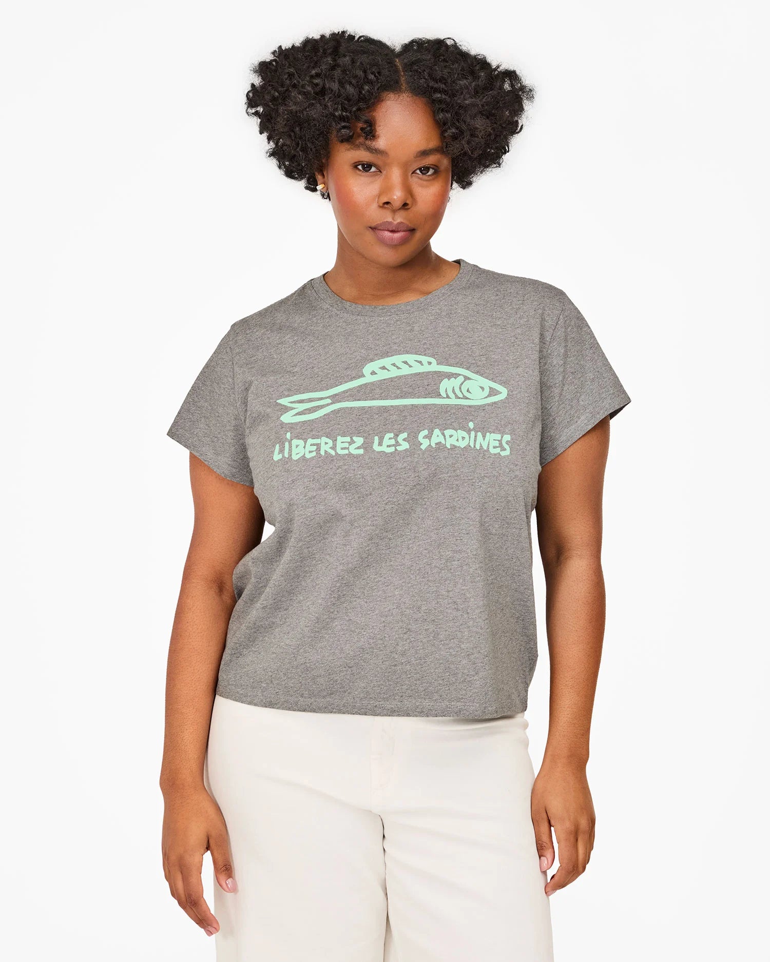 CLARE V CLASSIC TEE LIBEREZ LES SARDINES GREY MIST