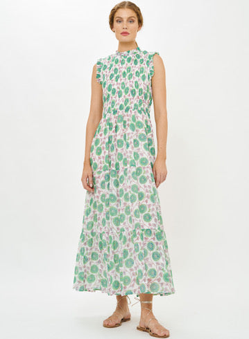 SLEEVELESS SMOCKED MAXI