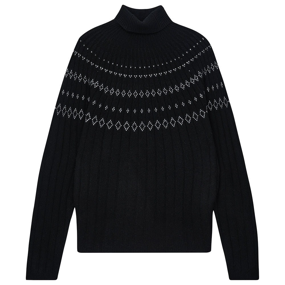 JUMPER 1234 RIB SKI ROLL COLLAR SWEATER - BLACK