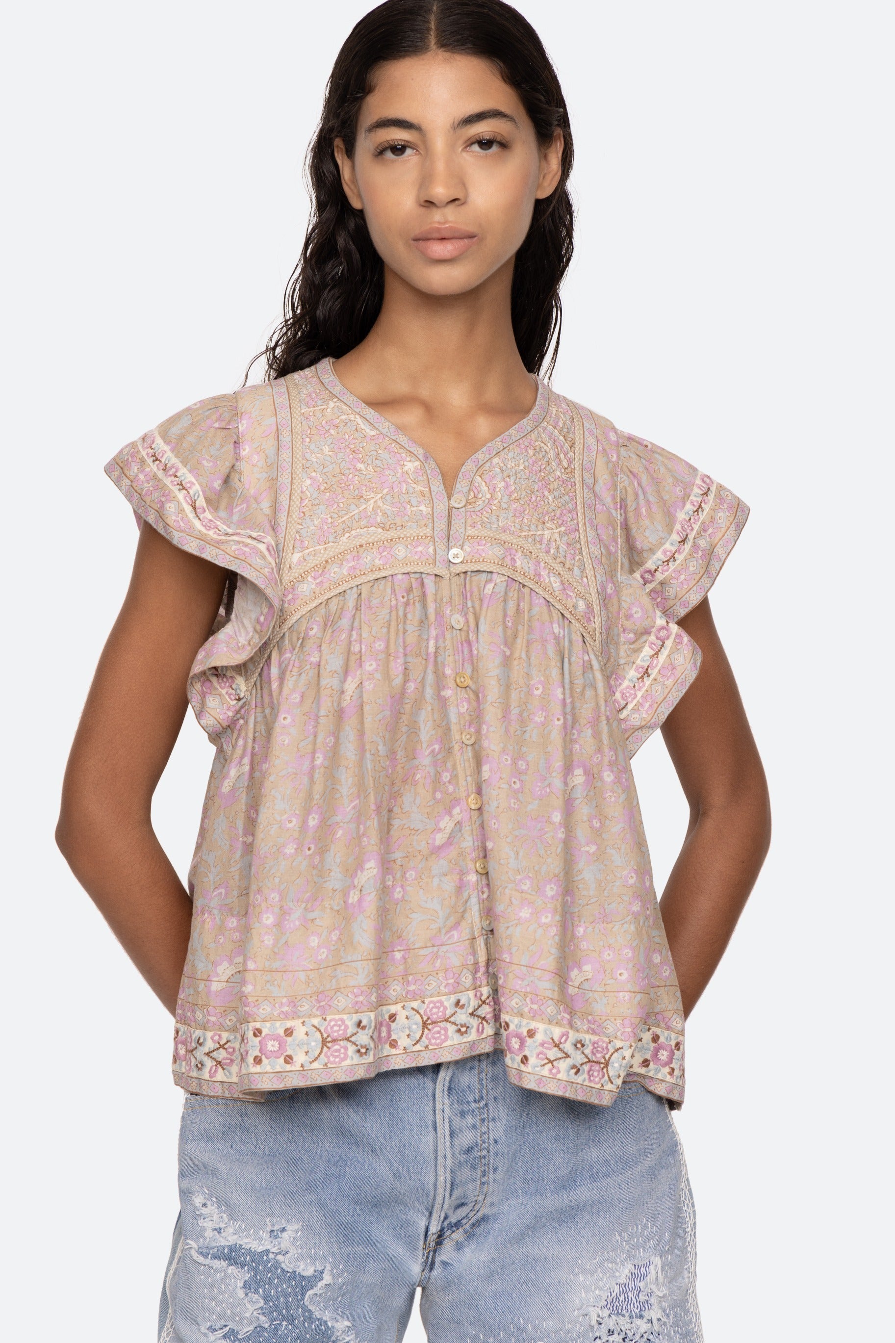 Sea NY Gisela Print Flutter Sleeve Top
