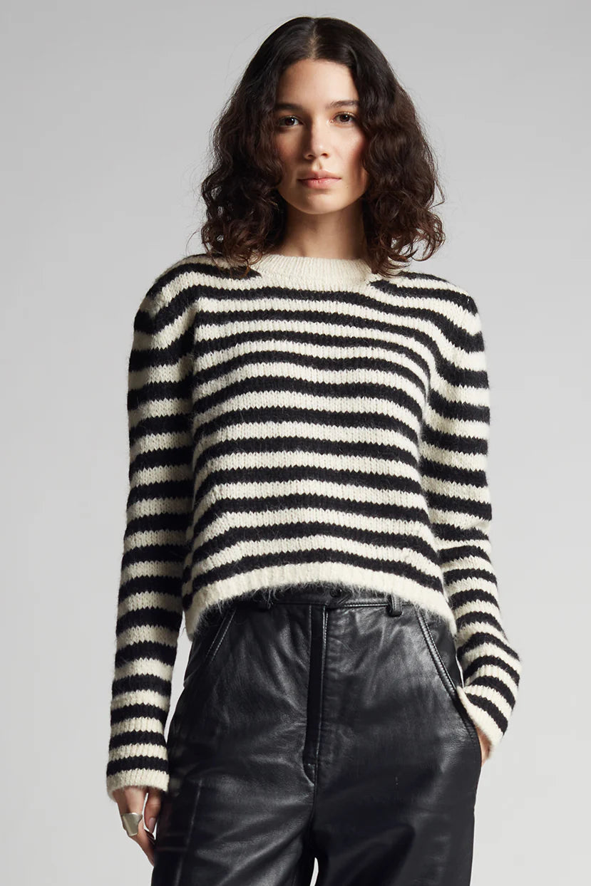 ELEVEN SIX AVA SWEATER - IVORY/BLACK STRIPE