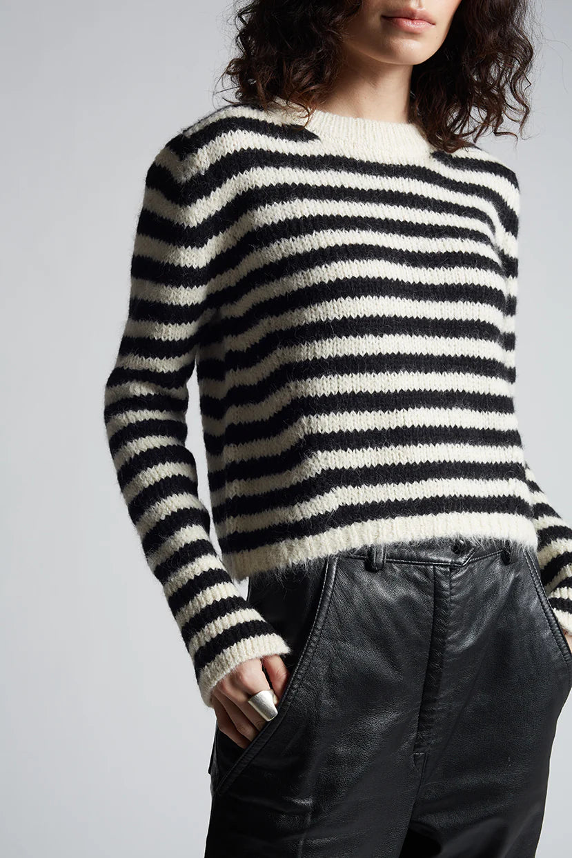 ELEVEN SIX AVA SWEATER - IVORY/BLACK STRIPE