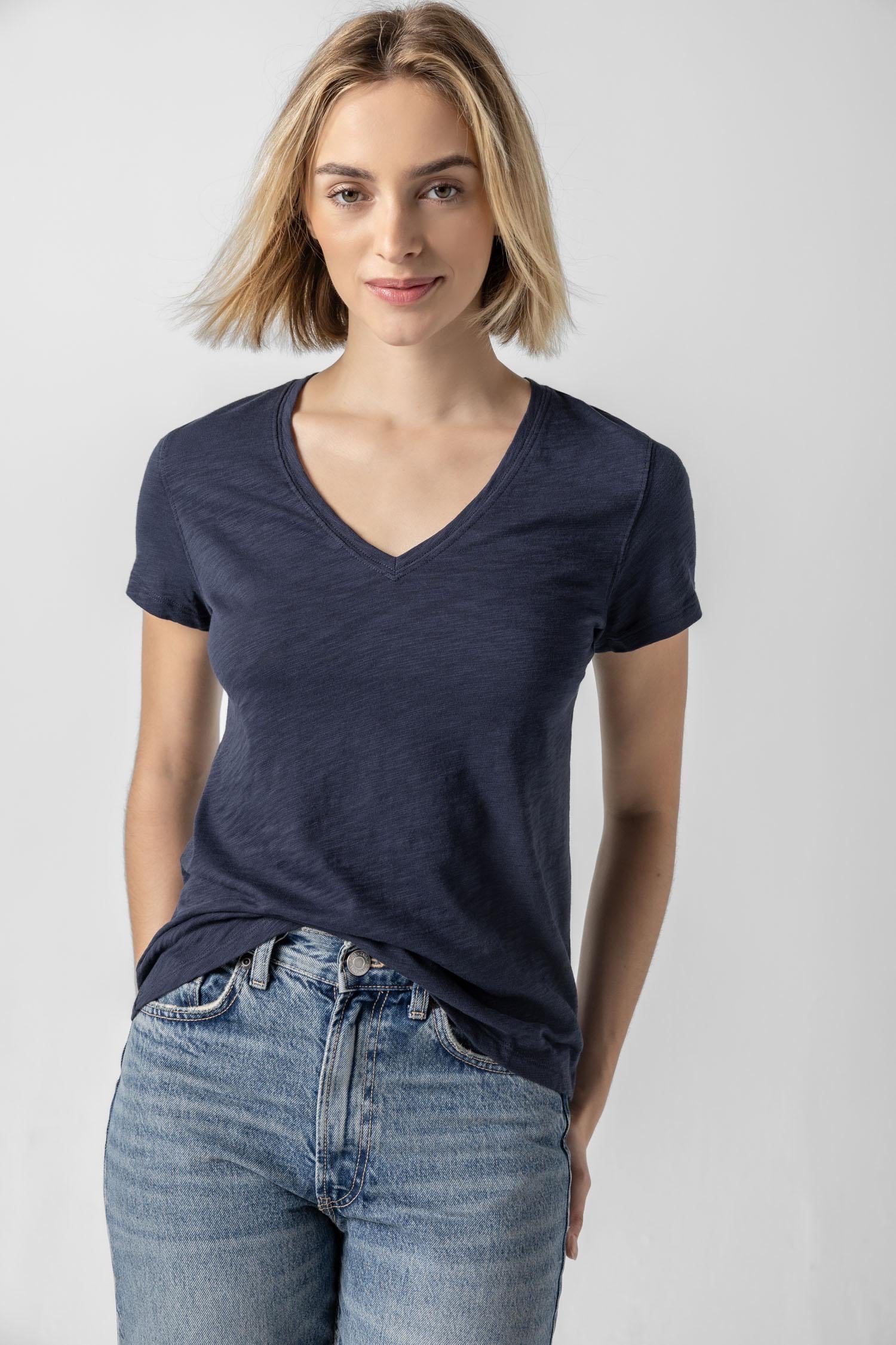 V-NECK SS BACK SEAM