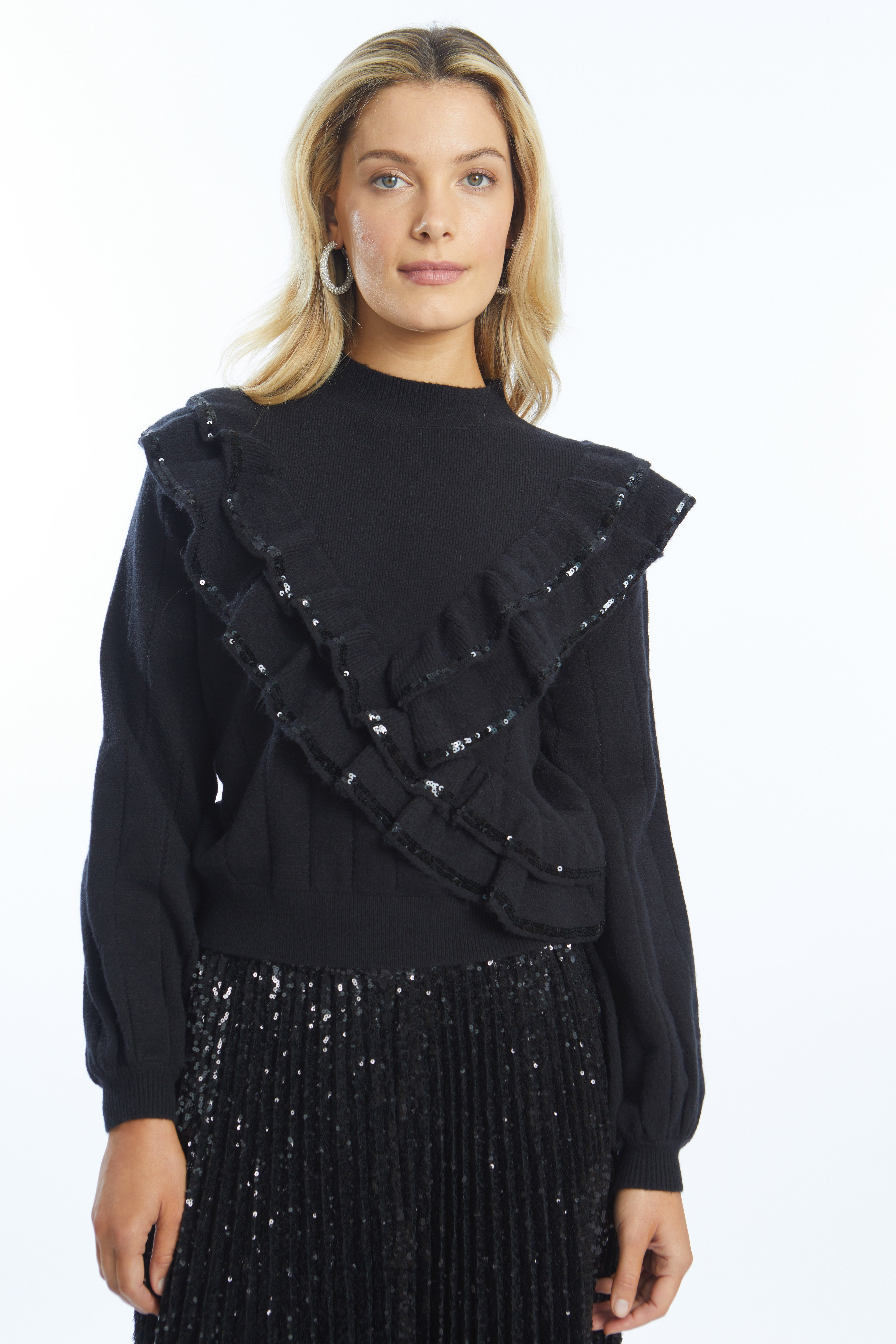 CABALLERO OLIVIA SEQUIN SWEATER BLACK