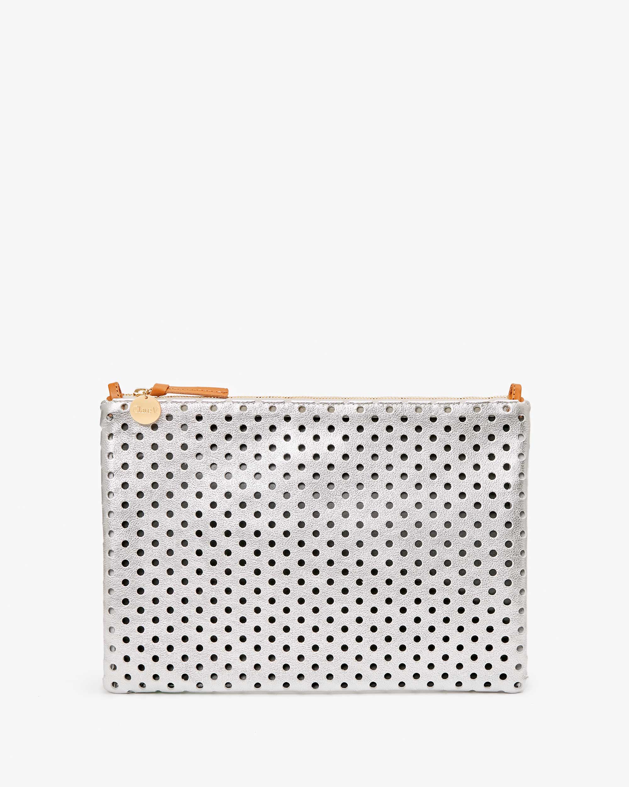 clare v FLAT CLUTCH - SILVER PERF