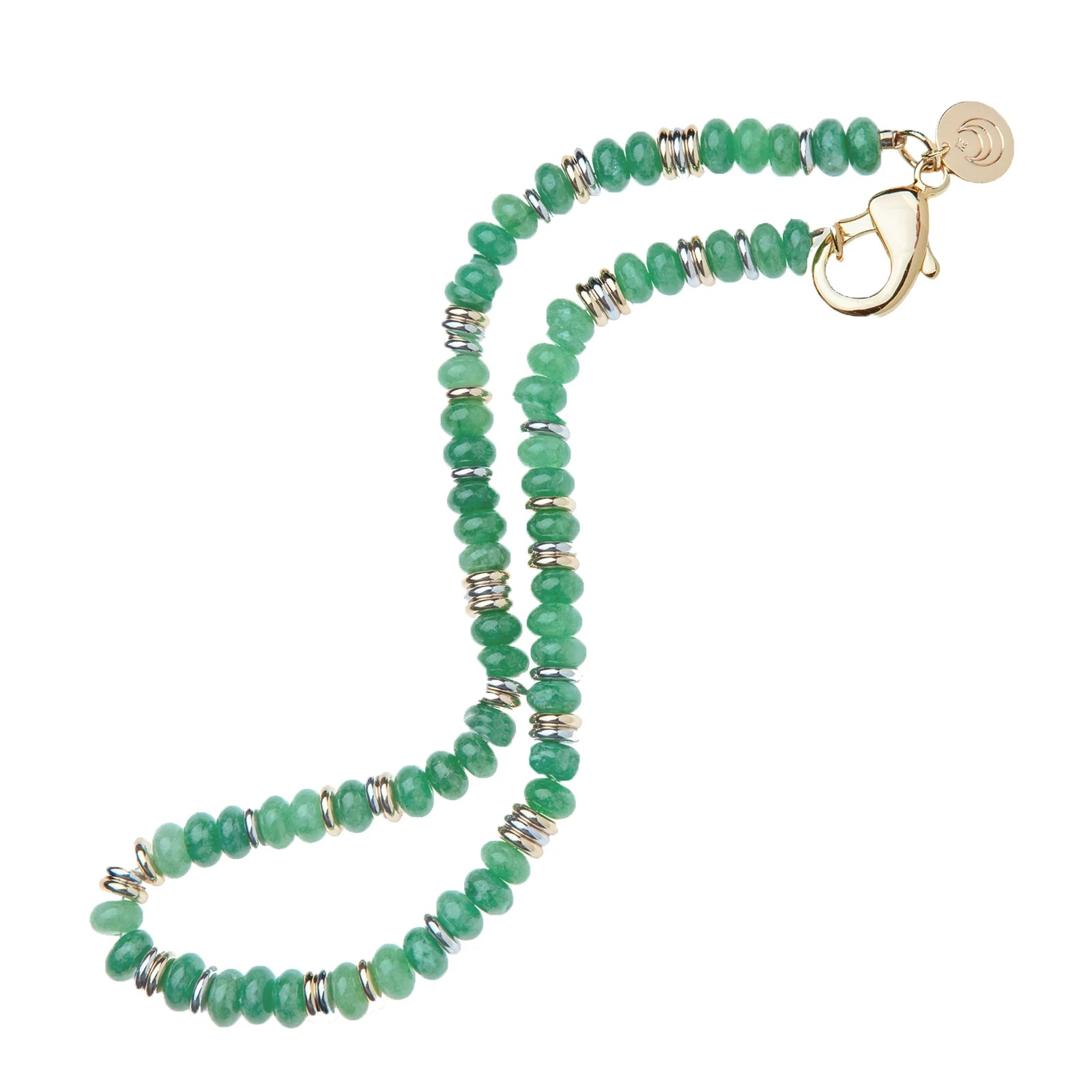 GUMDROP BEADED NECKLACE - GREEN JADE GILVER