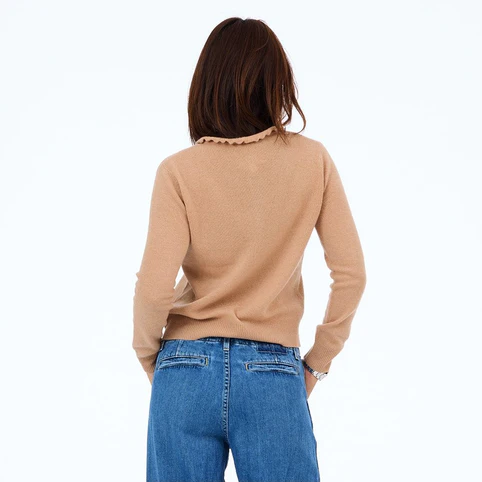 FEMME RUFFLE HENLEY SWEATER