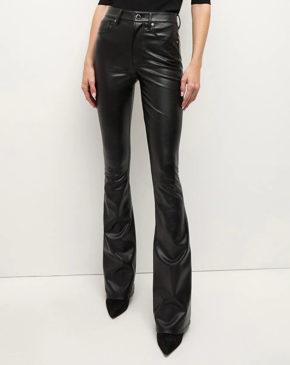 veronica beard Beverly Vegan Leather Skinny-Flare Pant