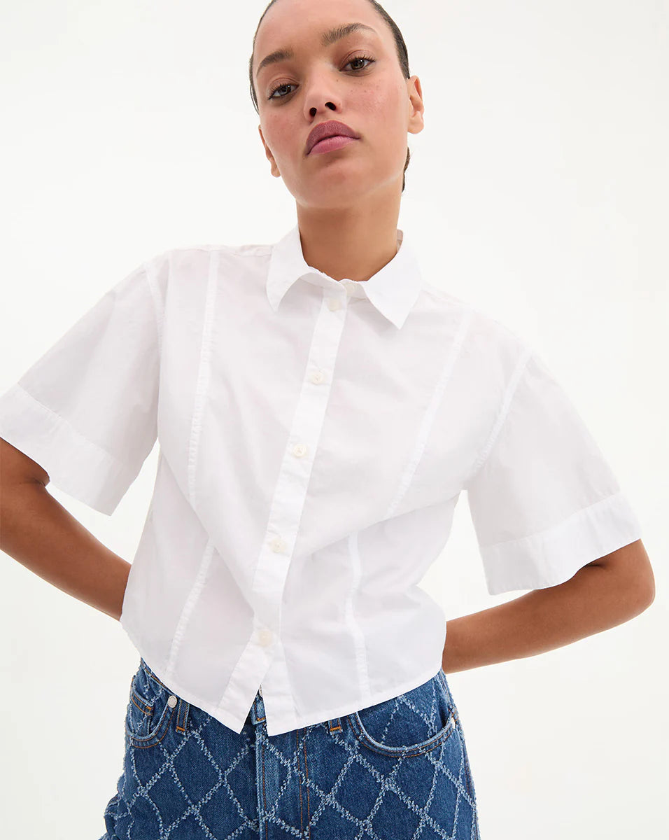 VERONICA BEARD CLAIRE CROPPED SHIRT