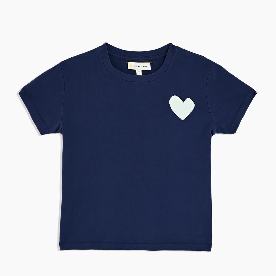 KERRI ROSENTHAL SUKE TEE CONTRAST IMPERFECT HEART INDIGO