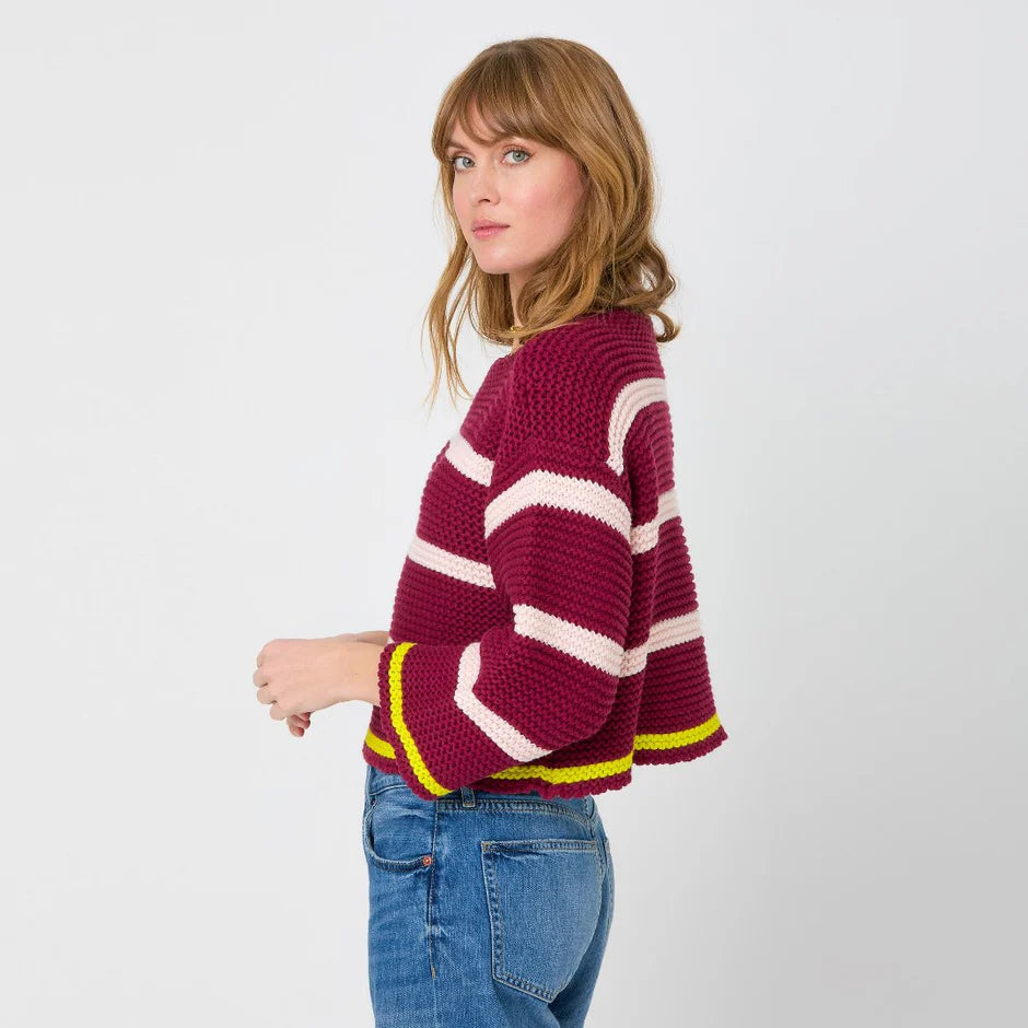 KERRI ROSENTHAL KAIA - BURGUNDY STRIPE