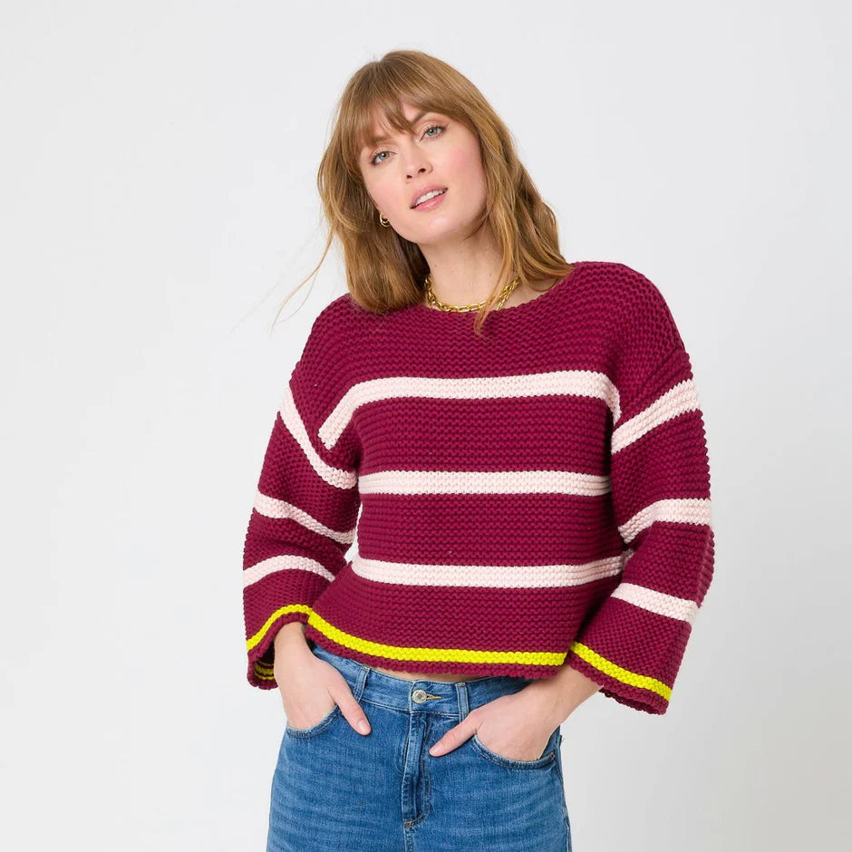 KERRI ROSENTHAL KAIA - BURGUNDY STRIPE