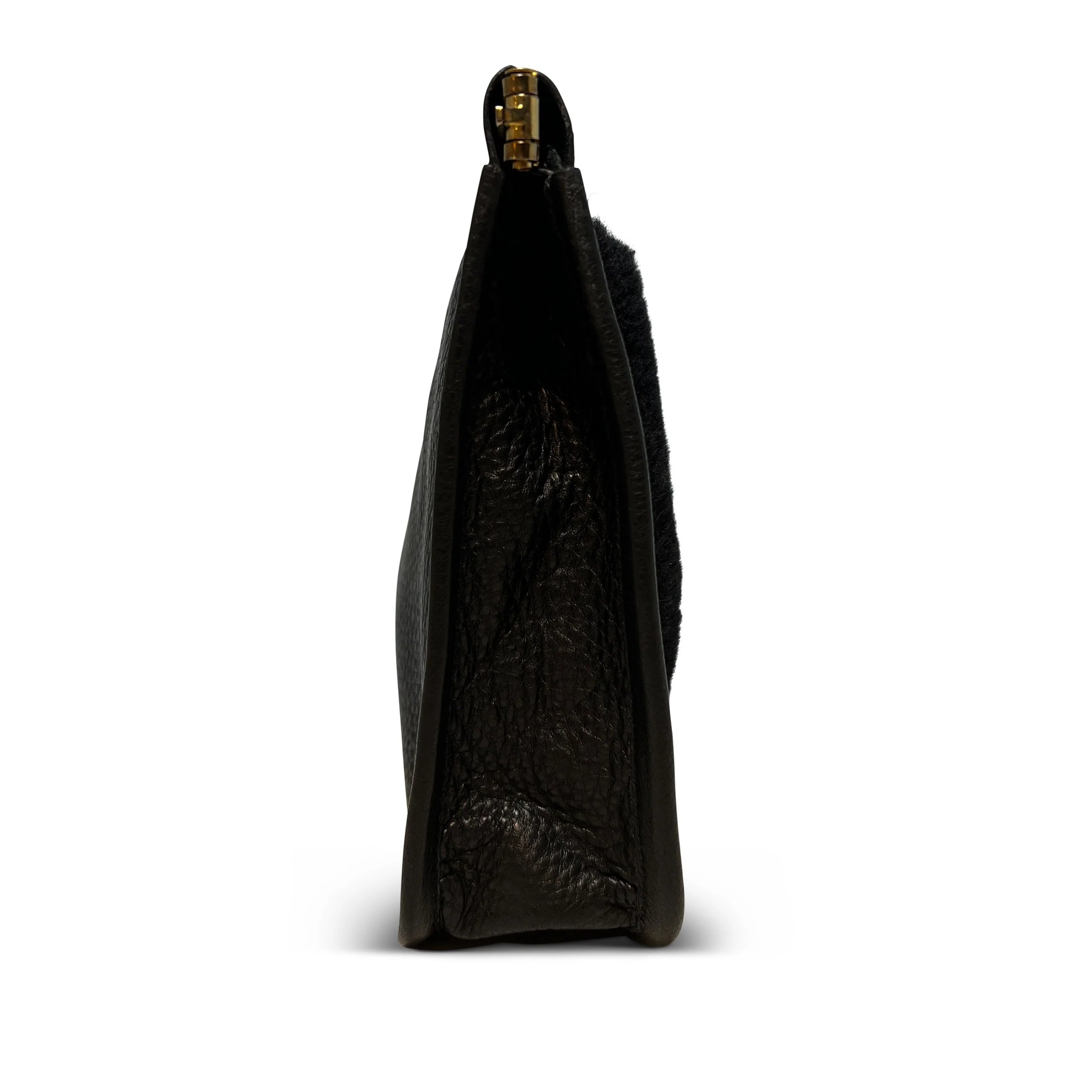 SNAP CLUTCH - BLACK SHEARLING
