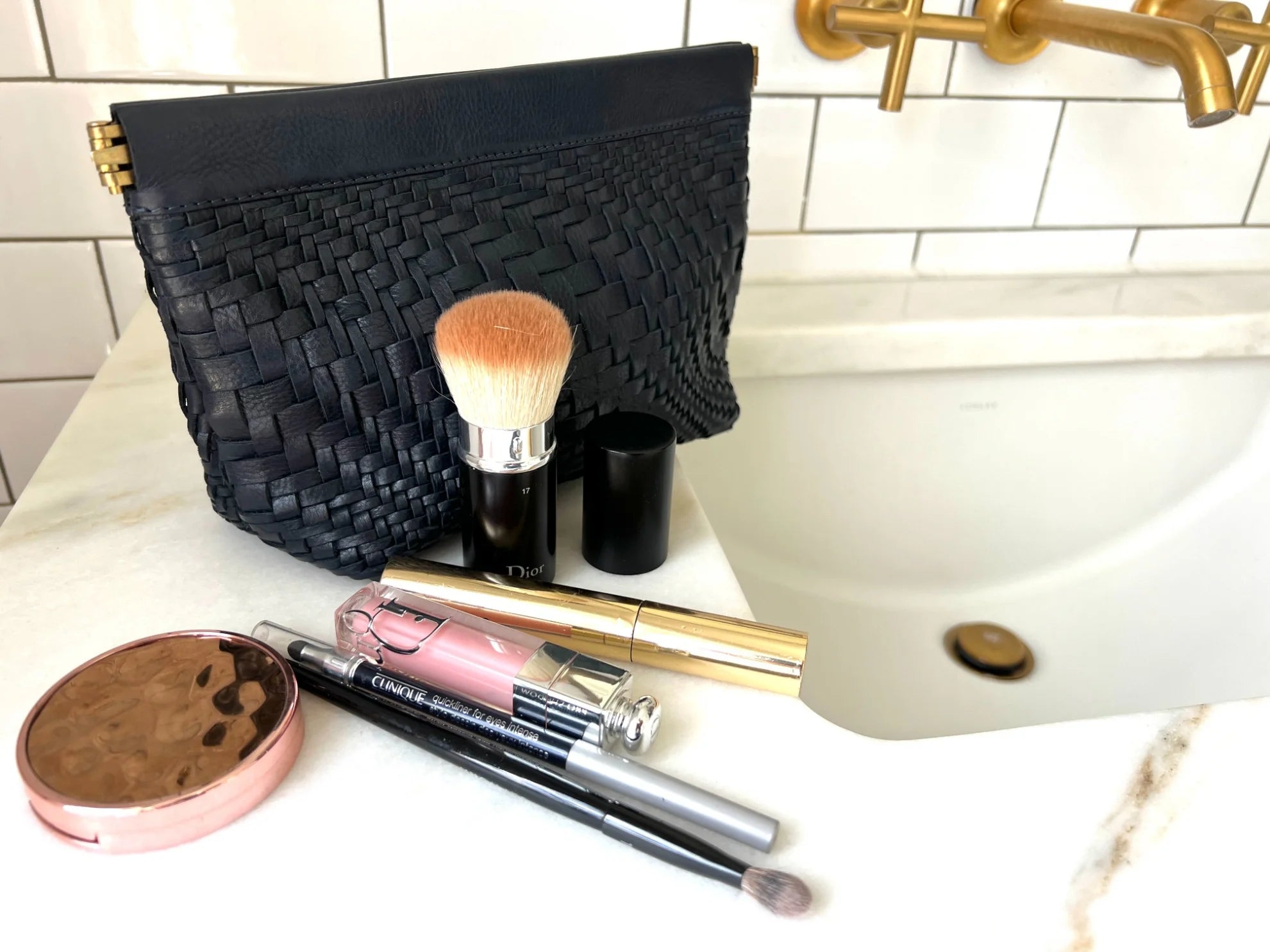 VARI SNAP MAKE UP BAG - NAVY WEAVE