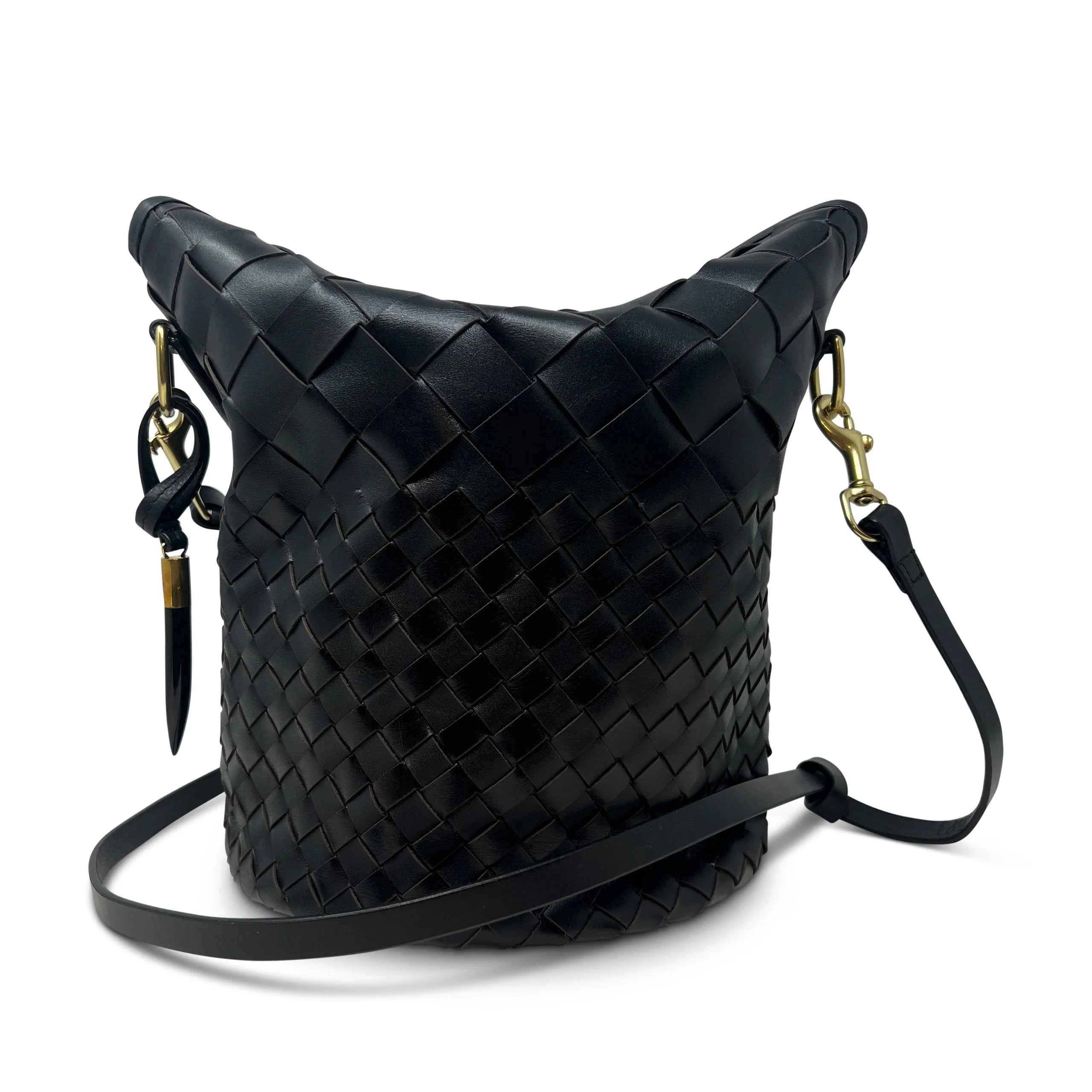 Kempton & Co Richmond Bucket Bag - Black Threaded Weave