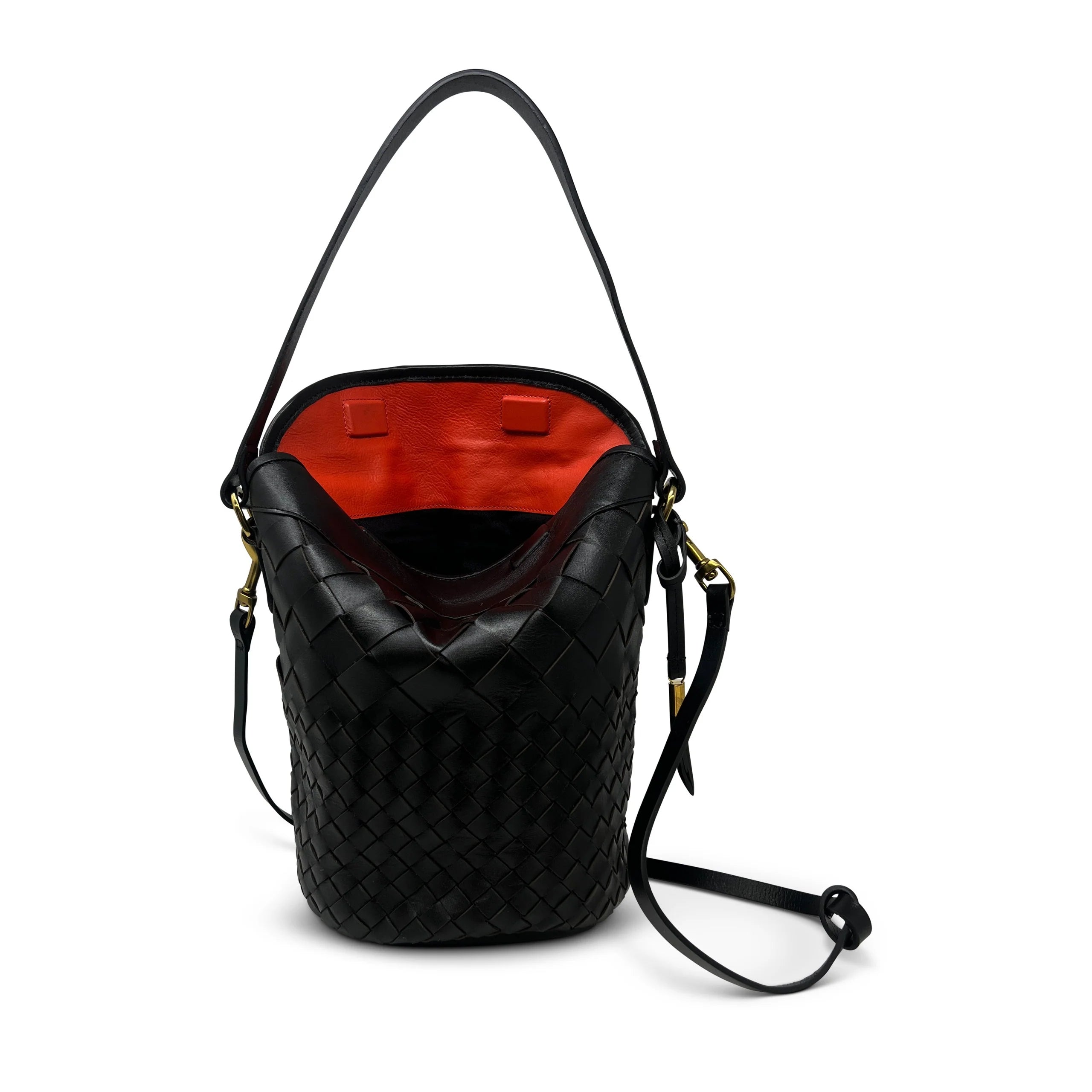 Kempton & Co Richmond Bucket Bag - Black Threaded Weave