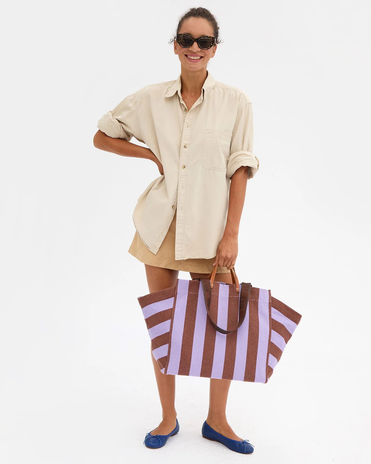 LA CÔTE TOTE - JACARDA HAZELNUT STRIPE