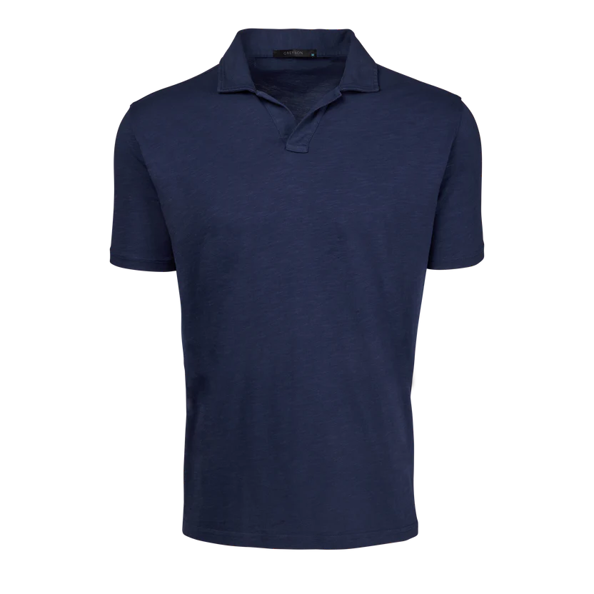 GREYSON ALPHA SLUB JOHNNY COLLAR POLO