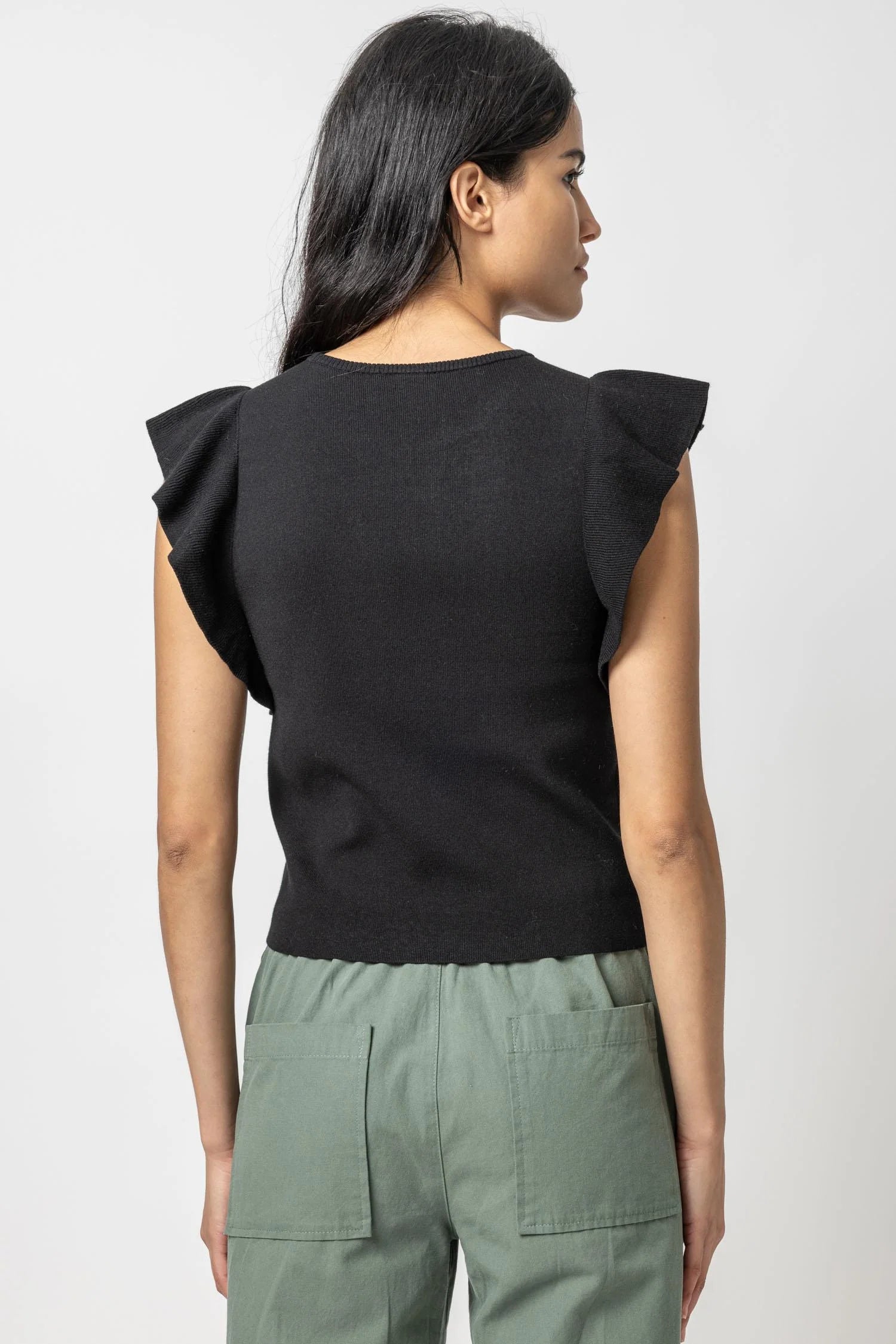 FLUTTER SLEEVE SHELL SWEATER