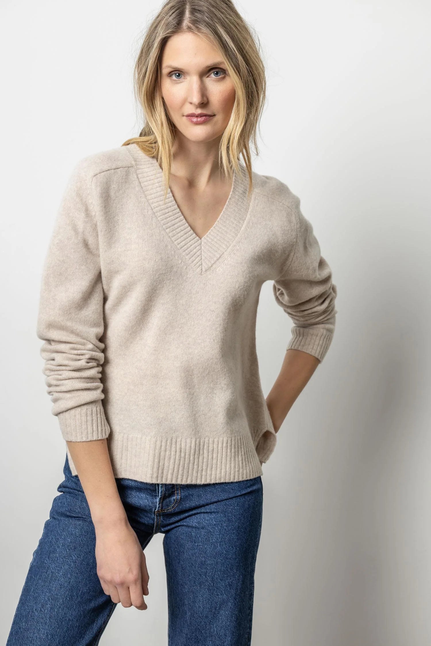 LILLA P FELTED VNECK