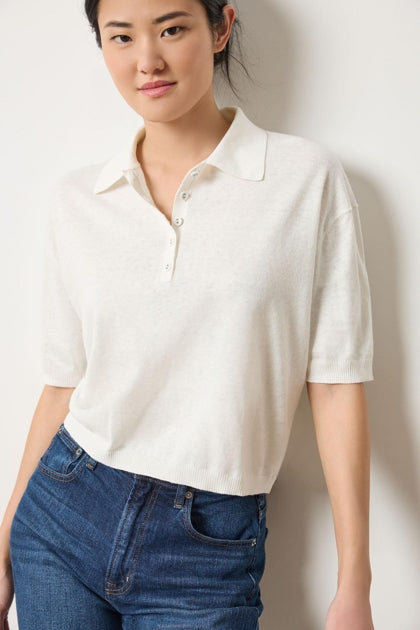 LILLA P DROP SHOULDER POLO NECK SWEATER