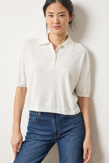 LILLA P DROP SHOULDER POLO NECK SWEATER