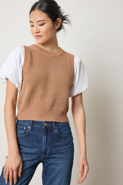 LILLA P MIXED MEDIA PULLOVER SWEATER