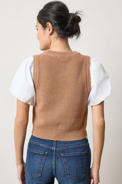 LILLA P MIXED MEDIA PULLOVER SWEATER