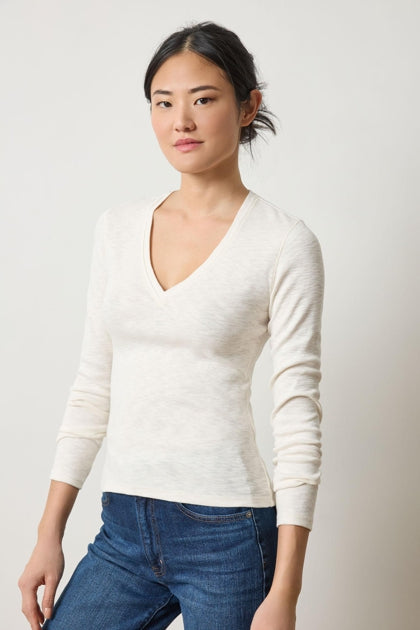 RIB SLUB V-NECK