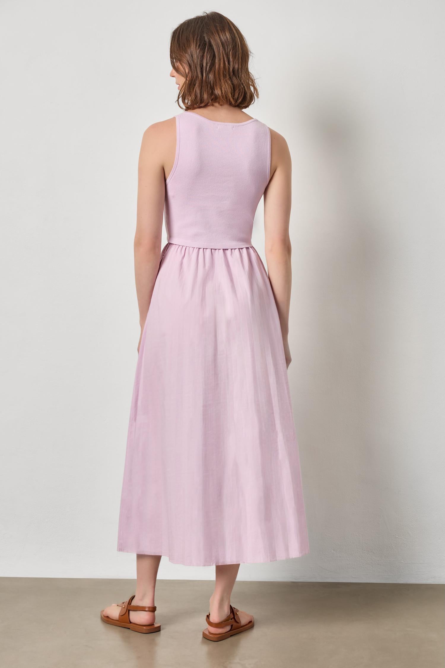 MIXED MEDIA SCOOP NECK DRESS