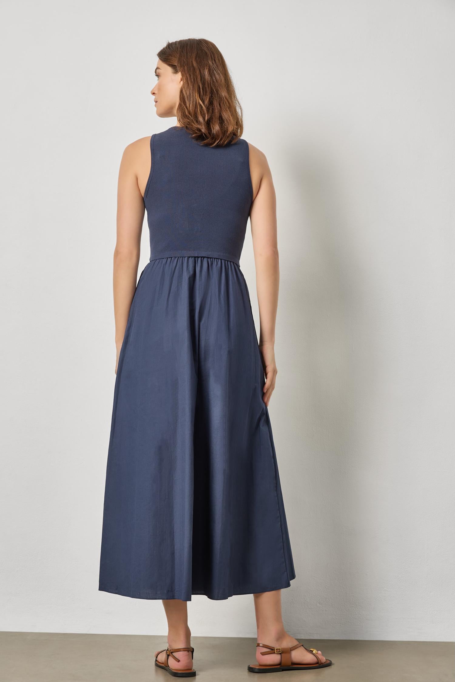 MIXED MEDIA SCOOP NECK DRESS