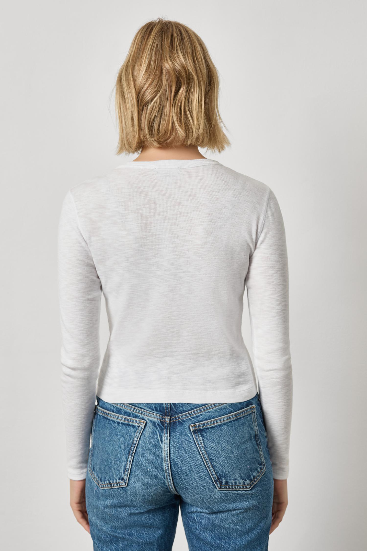 RIB SLUB SNAP V-NECK