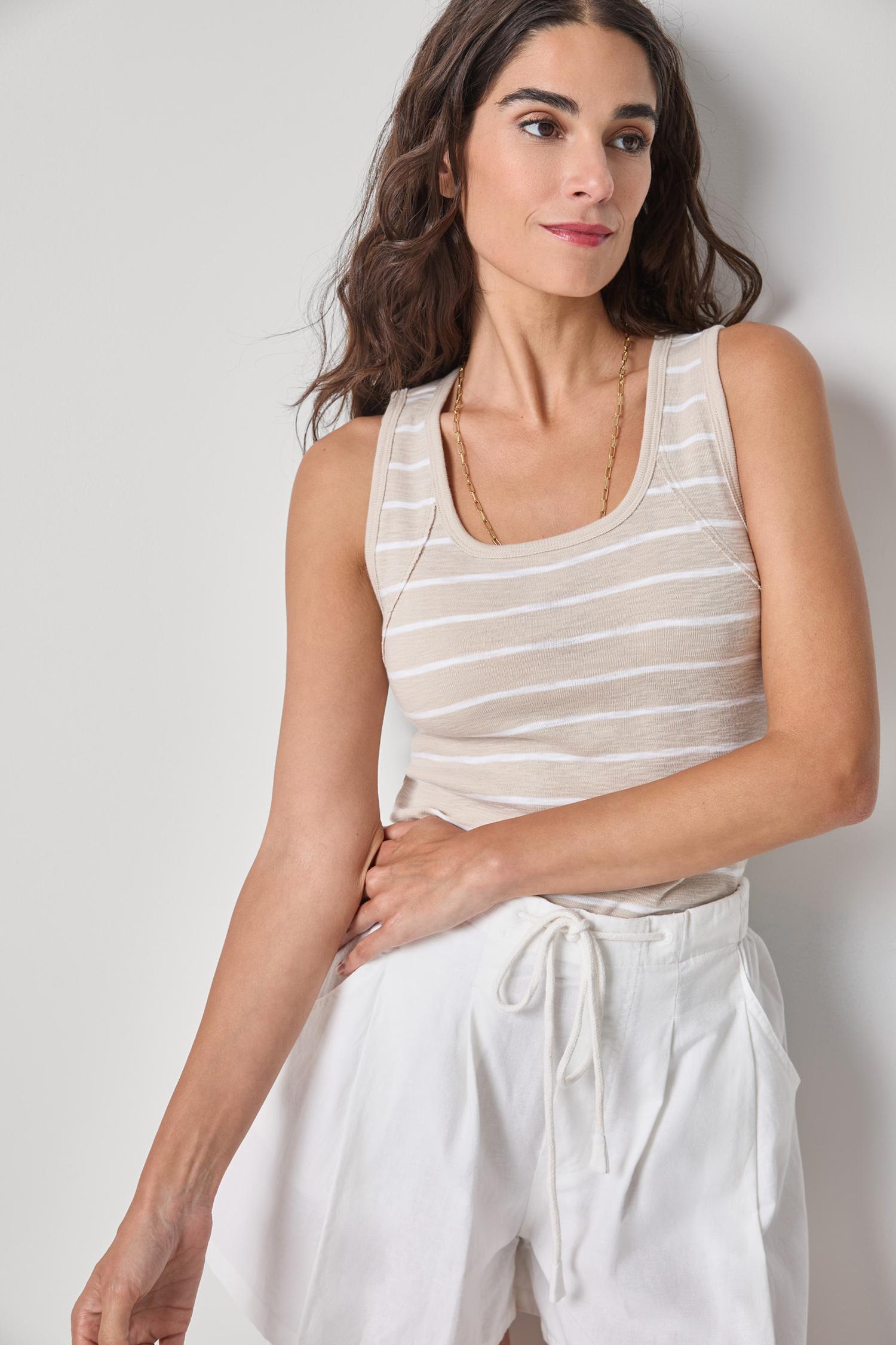 STRIPED WIDE STRAP TANK