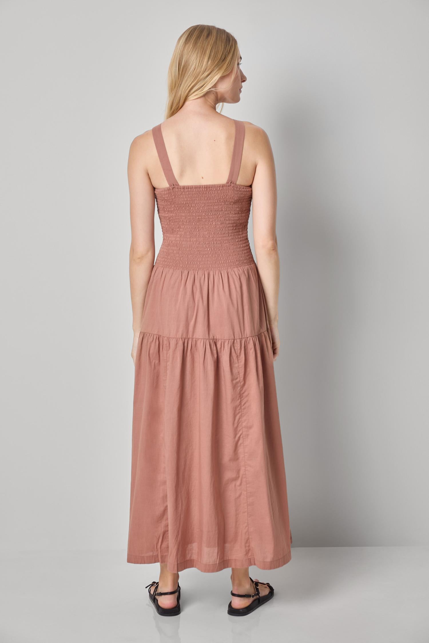 SMOCKED BODICE MAXI DRESS