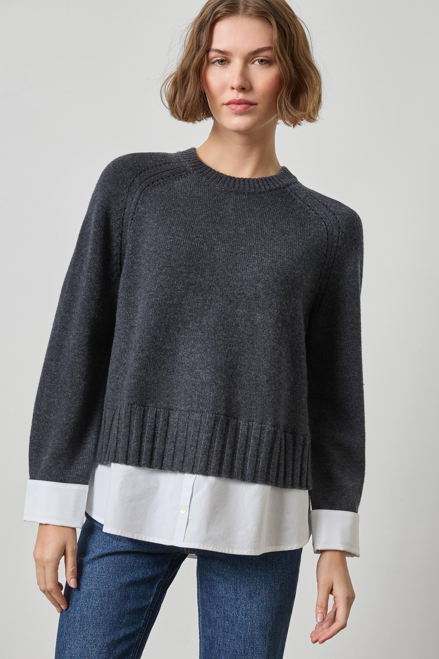 MIXED MEDIA CREW SWEATER