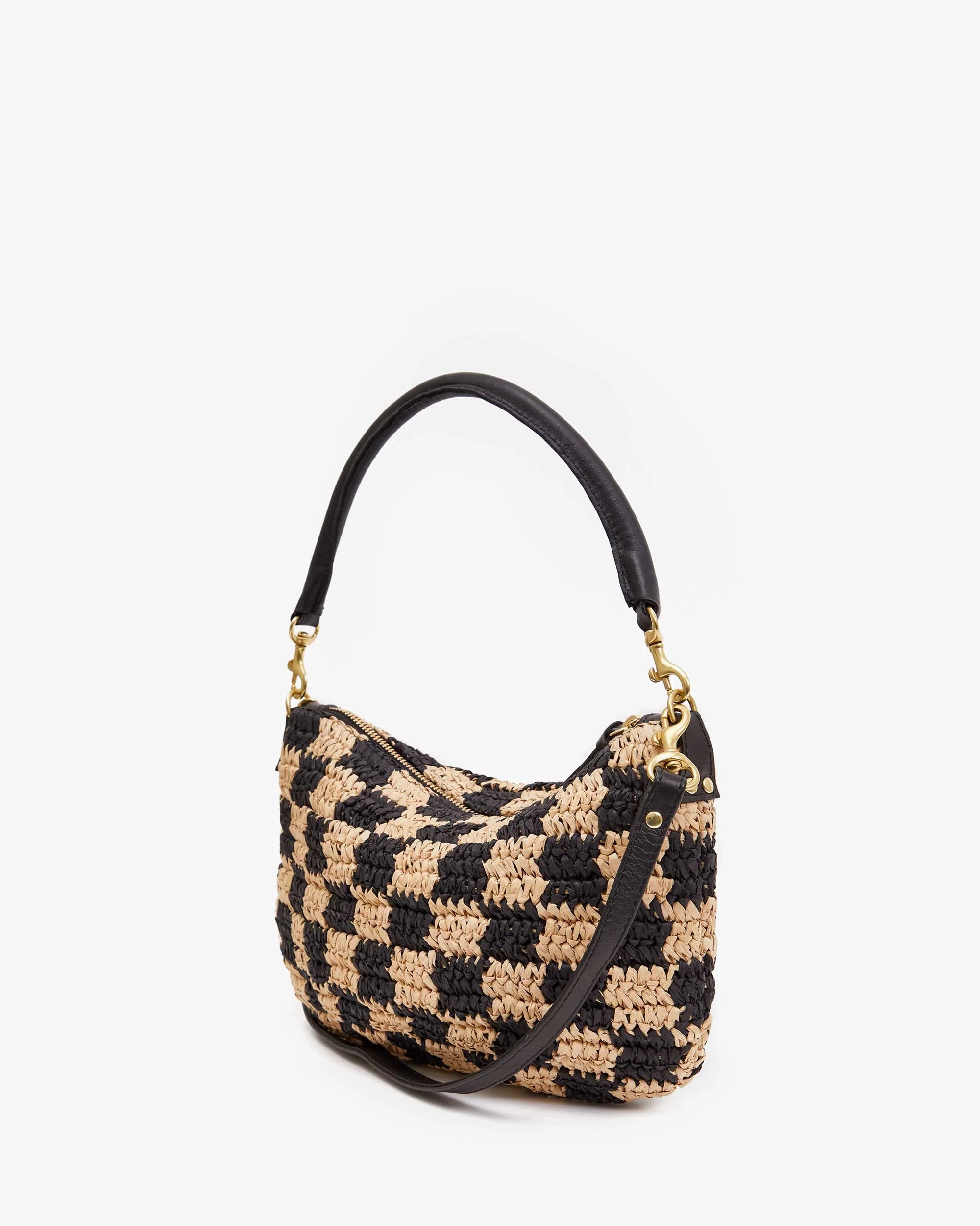 CLARE V PETIT MOYEN - CHECK RAFFIA