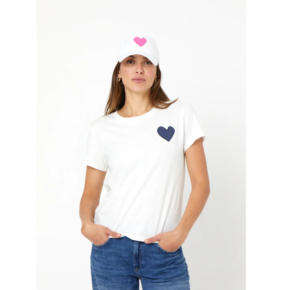 KERRI ROSENTHAL SUKE TEE CONTRAST IMPERFECT HEART WHITE