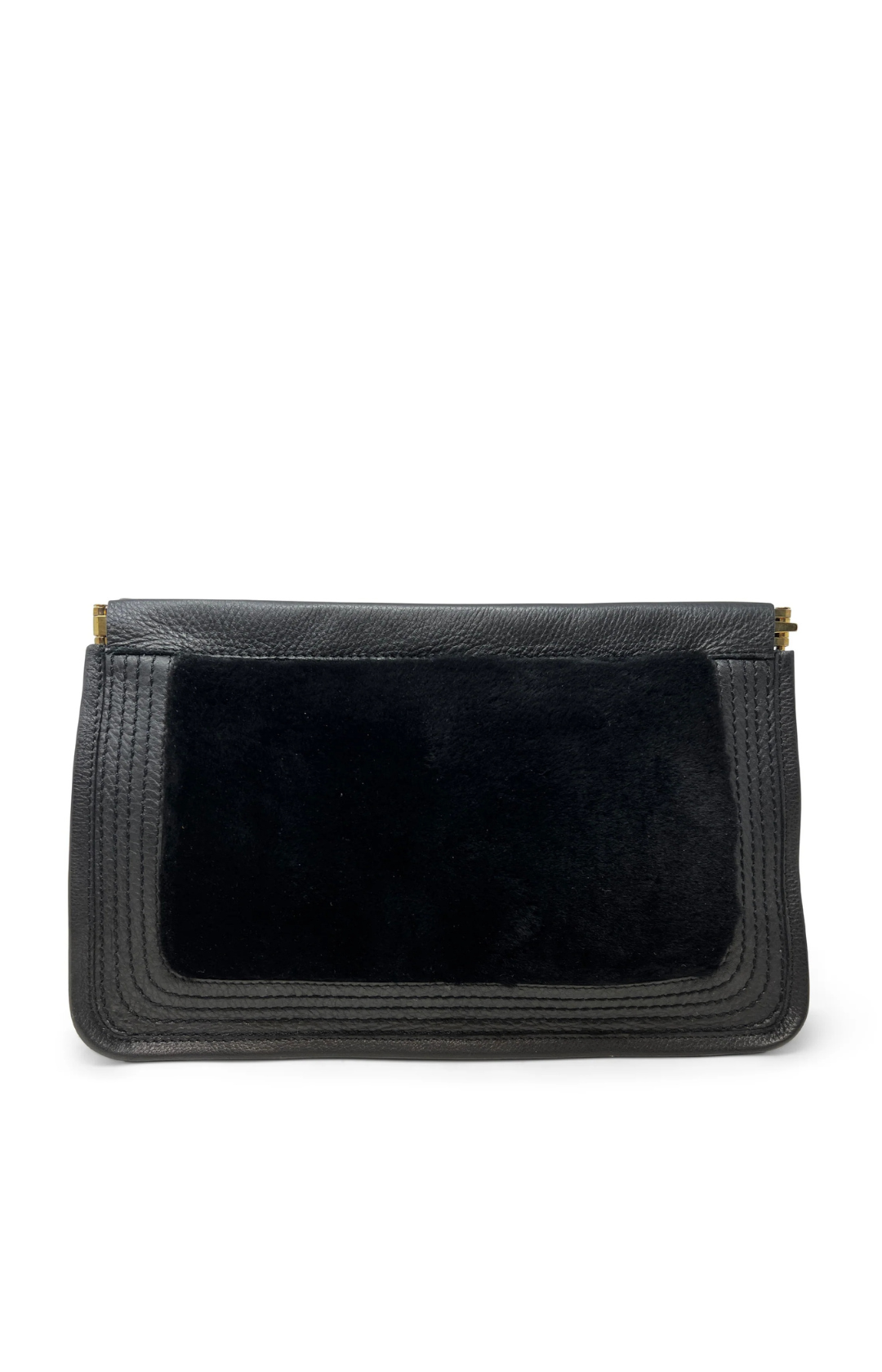 SNAP CLUTCH - BLACK SHEARLING