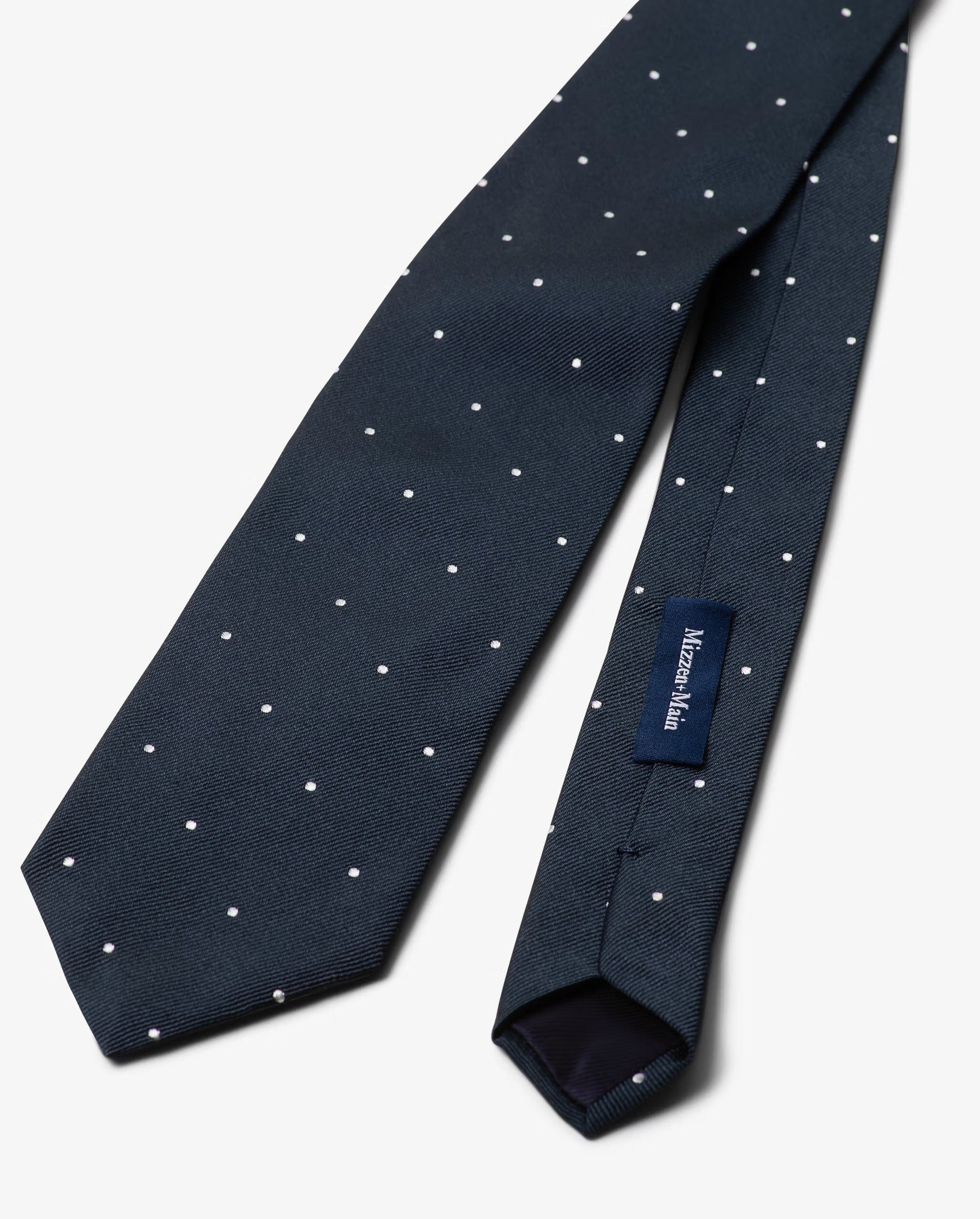 SILK TIE - NAVY DOT