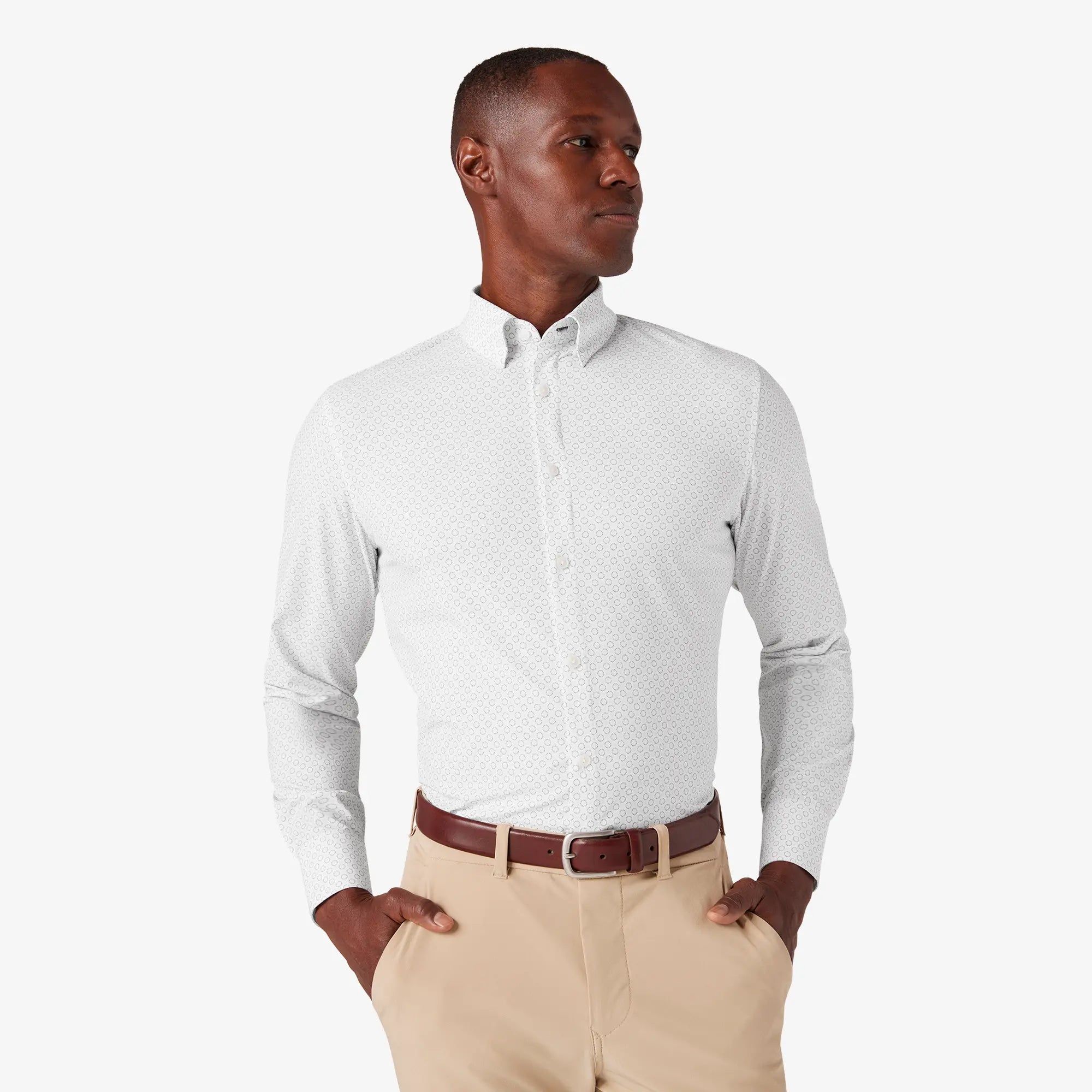 LEEWARD DRESS SHIRT - WHITE MEDALLION