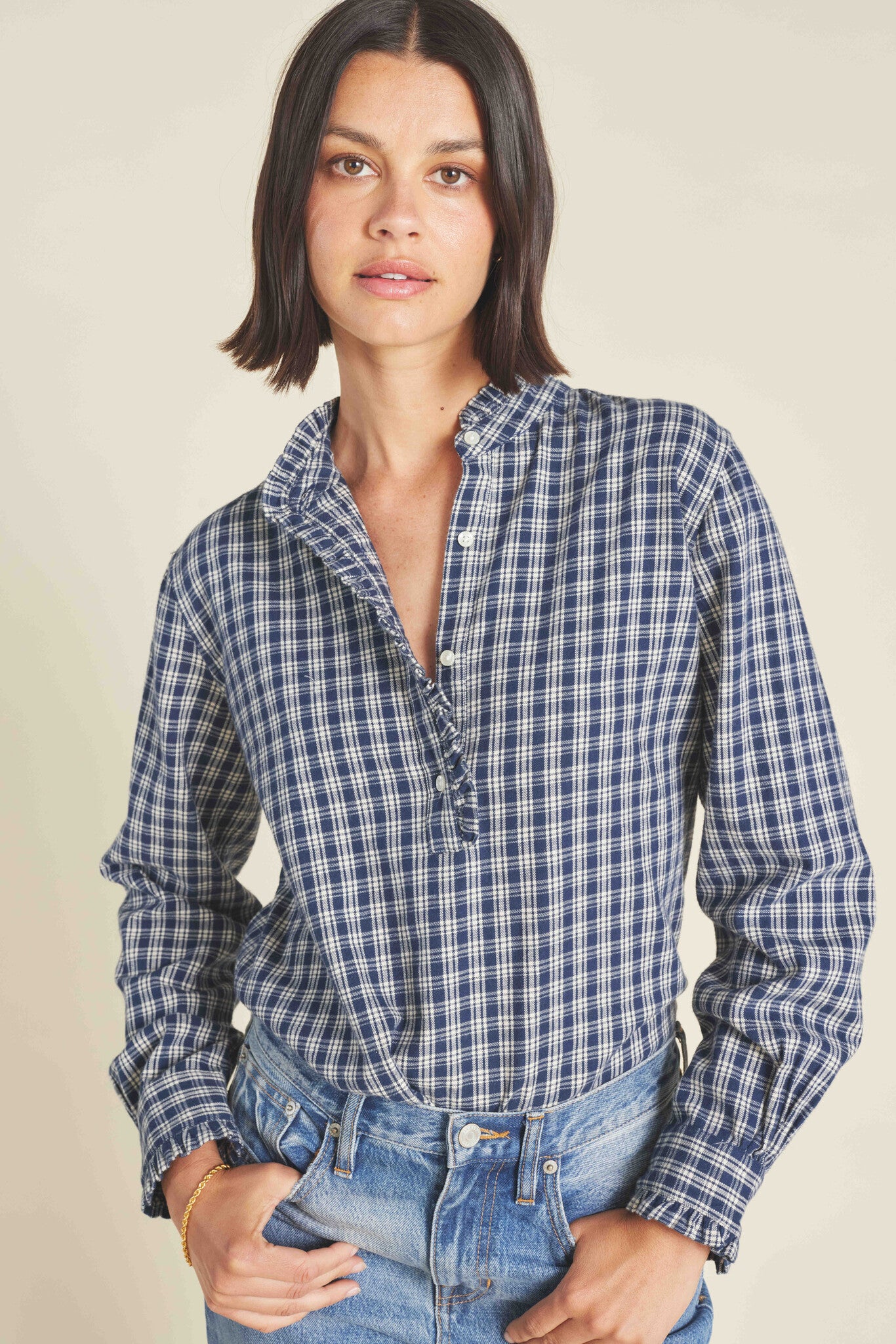 BREEZY BLOUSE - ARMADA PLAID