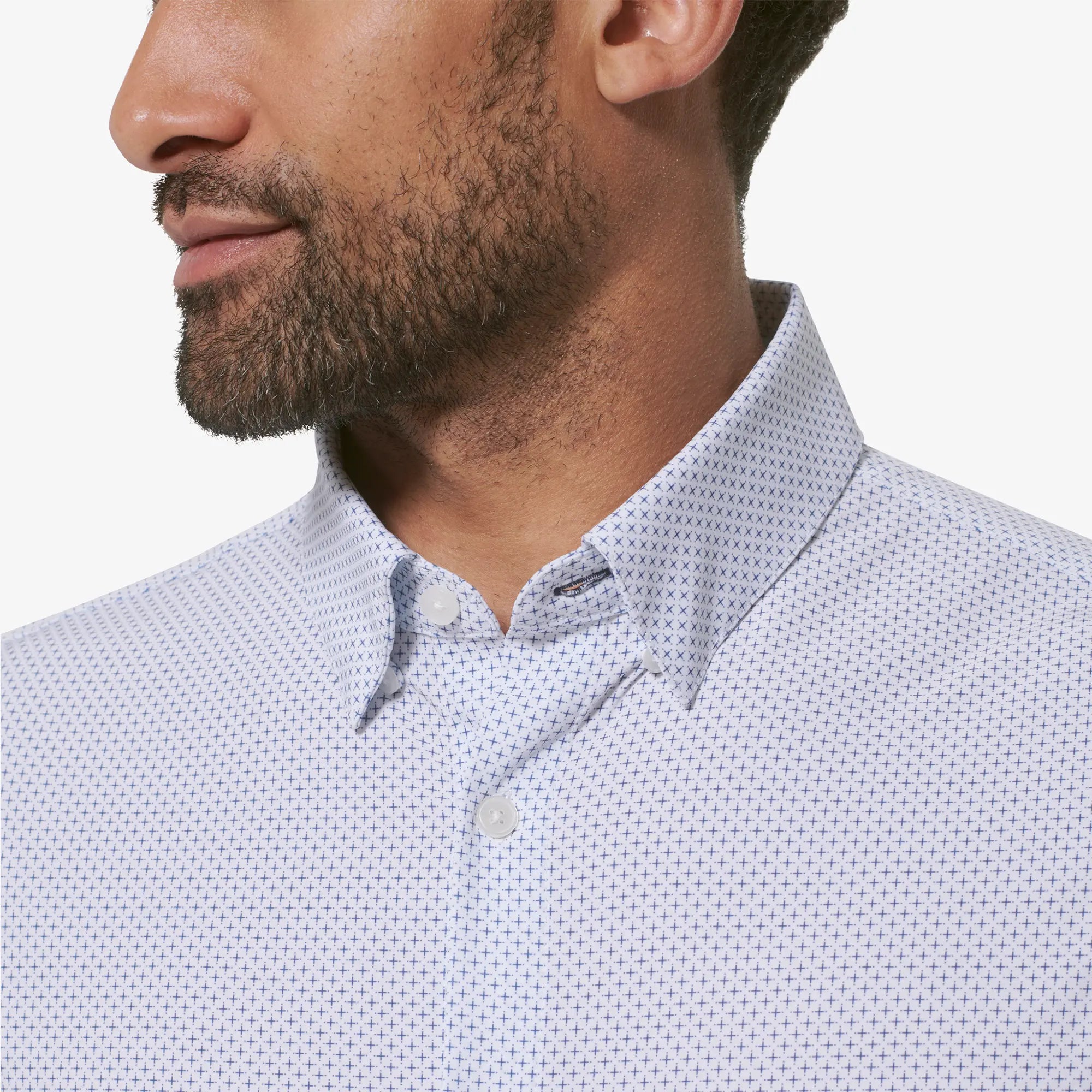 MIZZEN + MAIN LEEWARD DRESS SHIRT - WHITE PLUS PRINT