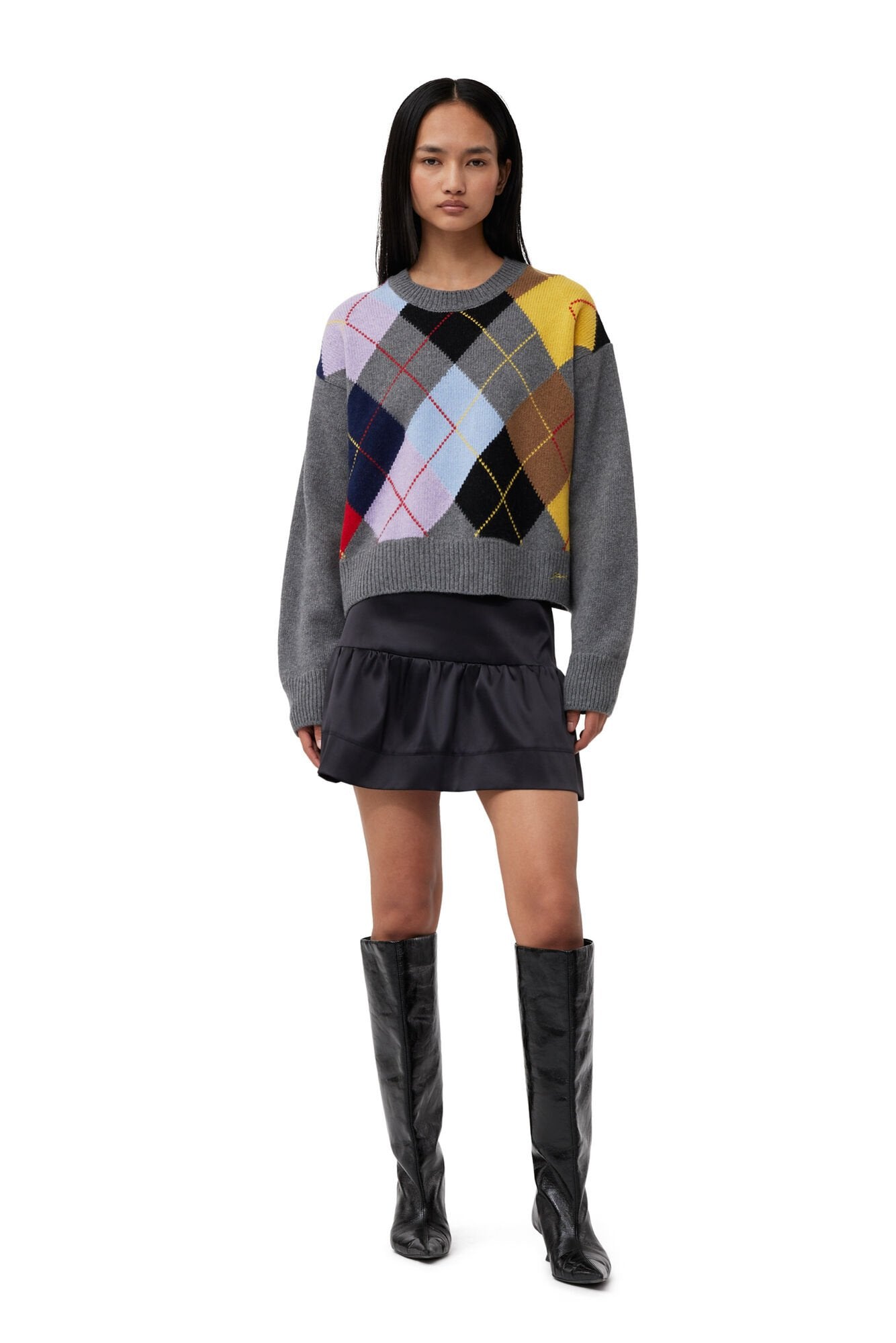 HARLEQUIN WOOL MIX OVERSIZED SWEATER