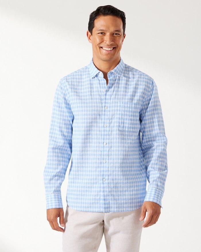 BARBADOS BREEZE CHECK STRETCH LINEN SHIRT