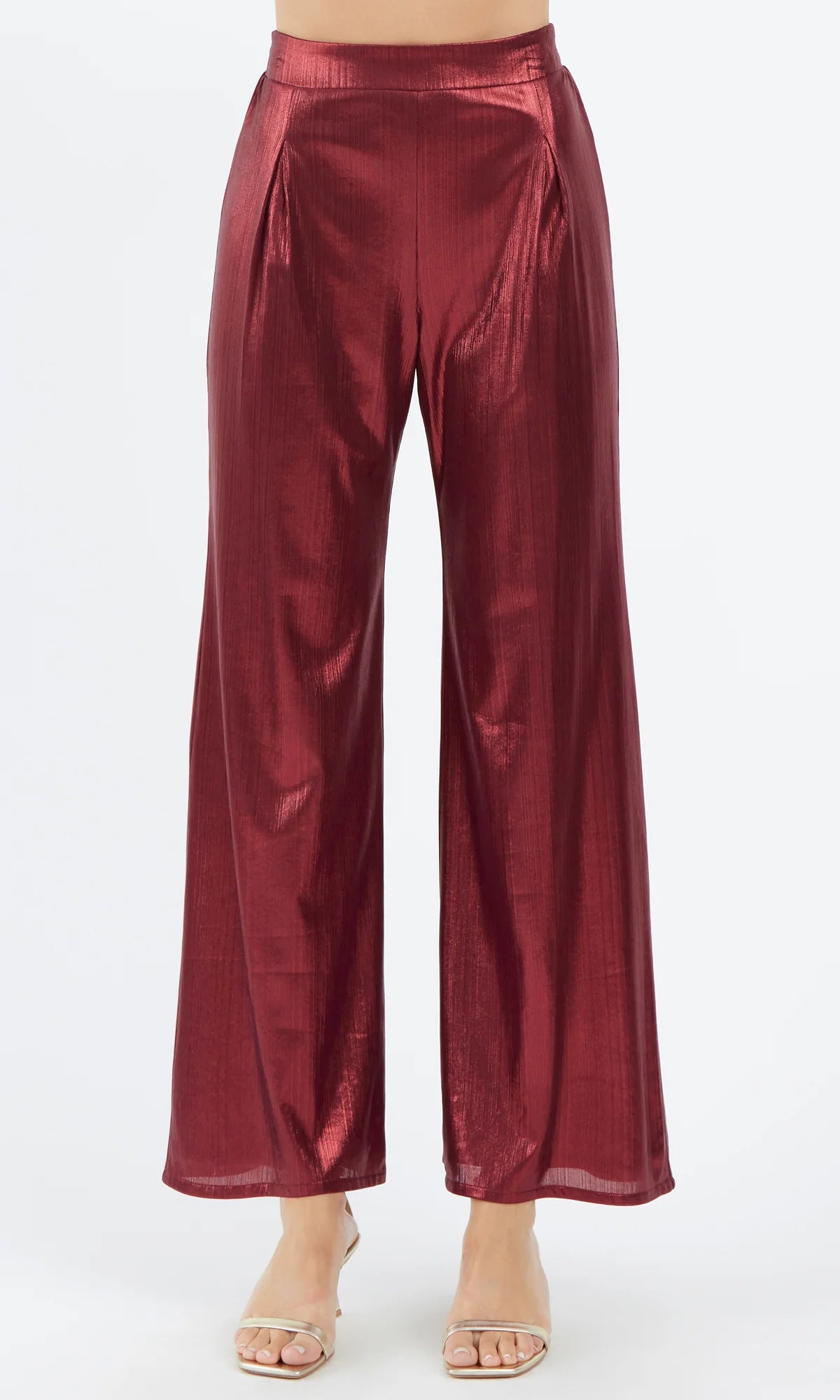 RORY METALLIC WIDE LEG - MERLOT