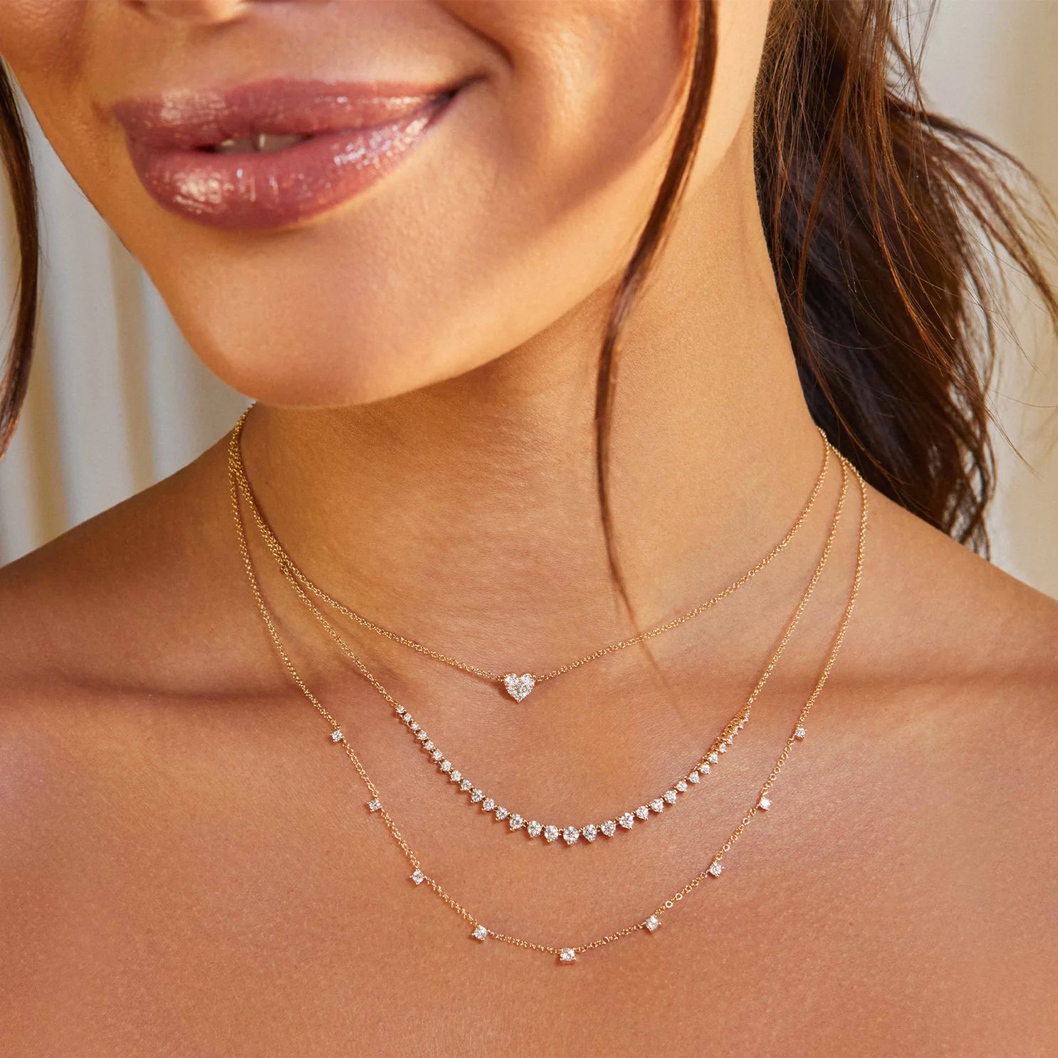FULL CUT DIAMOND HEART CHOKER EF-60418