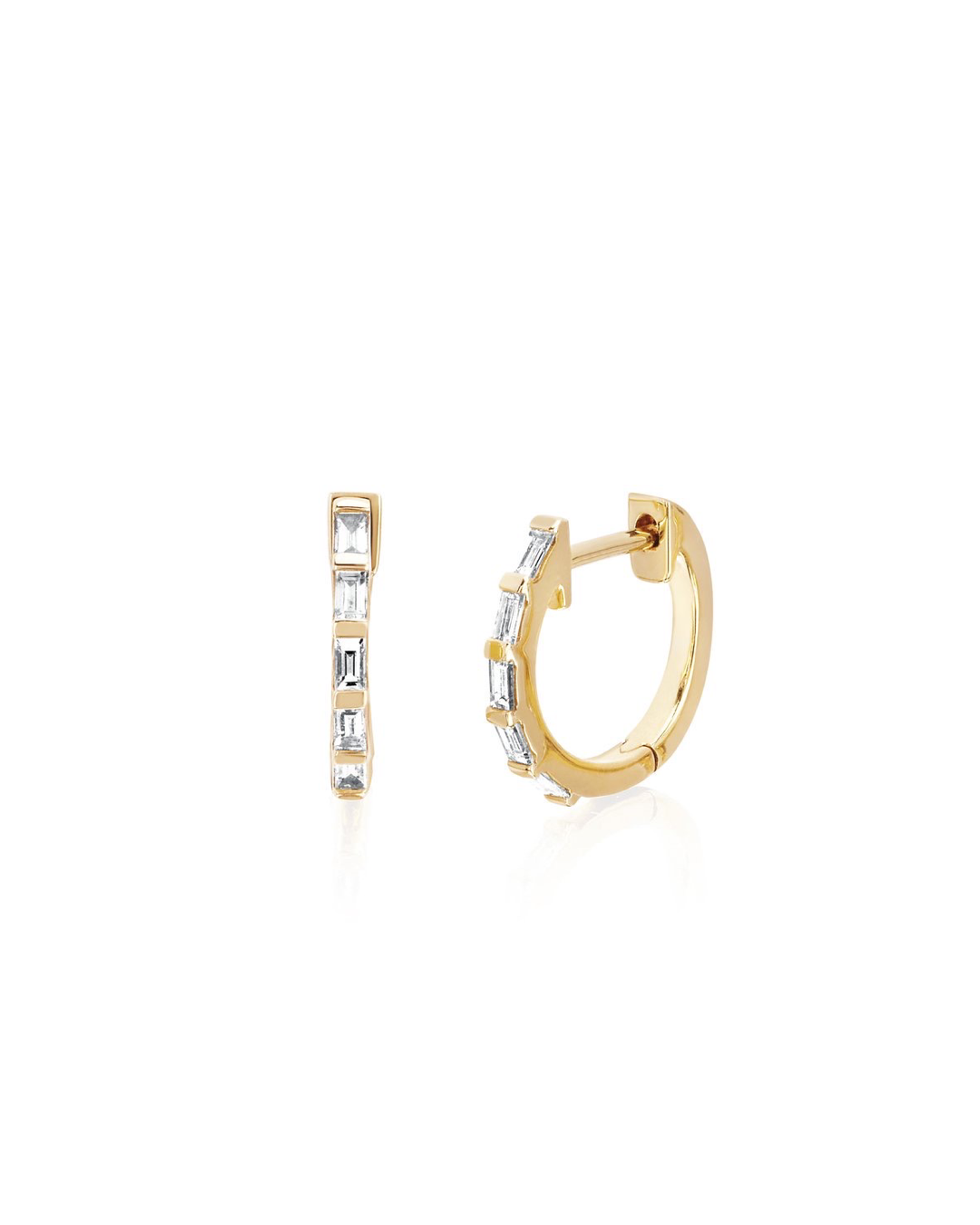 EF COLLECTION DIAMOND BAGUETTE HUGGIE EARRINGS